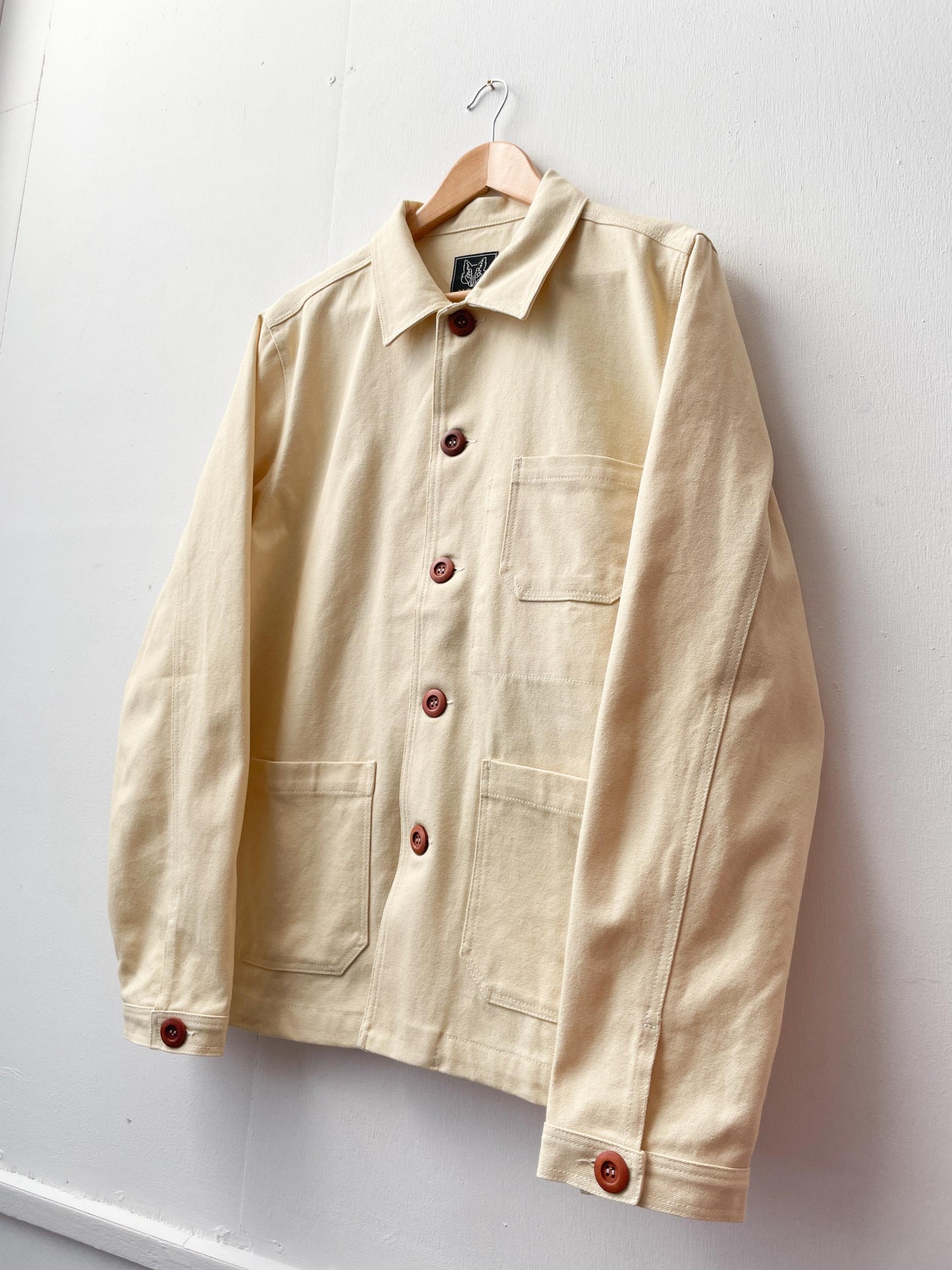 60s Style Ecru Cotton Canvas Chore Jacket