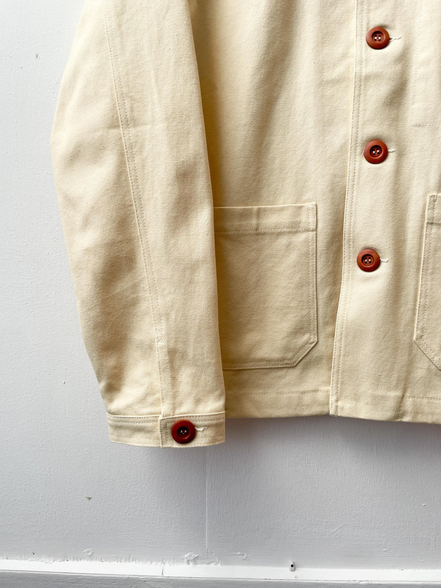 60s Style Ecru Cotton Canvas Chore Jacket