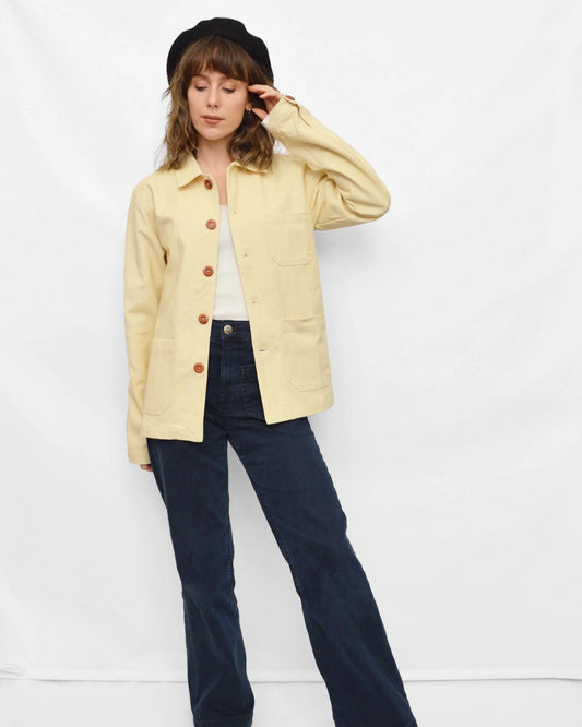 60s Style Ecru Cotton Canvas Chore Jacket