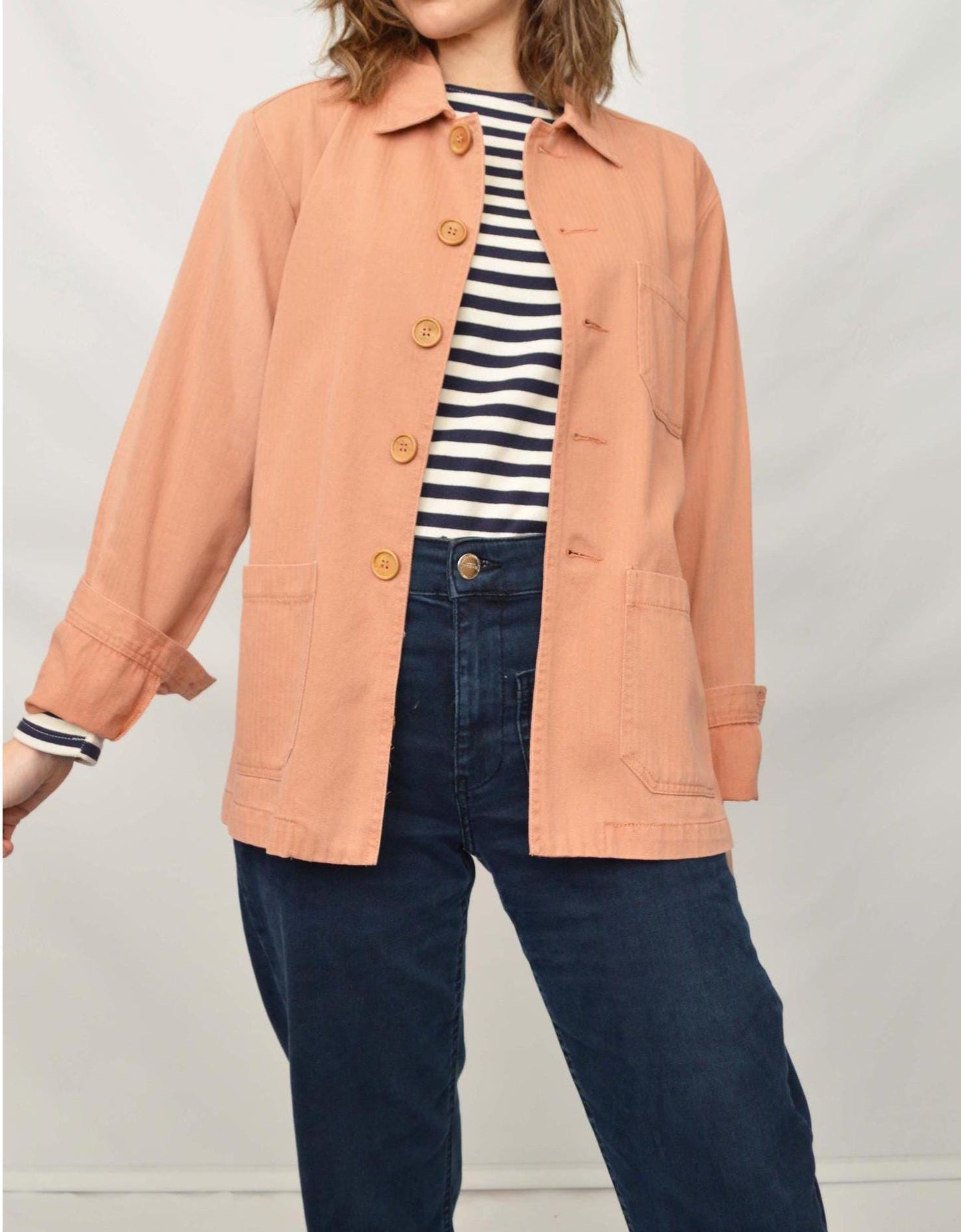 Herringbone Terracotta Peach Chore Jacket