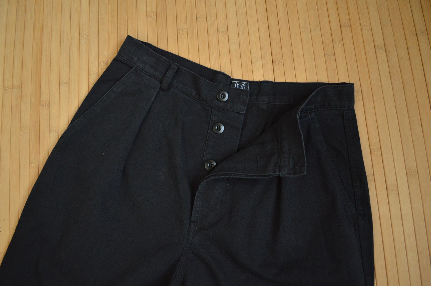 Black Herringbone French Work Pants