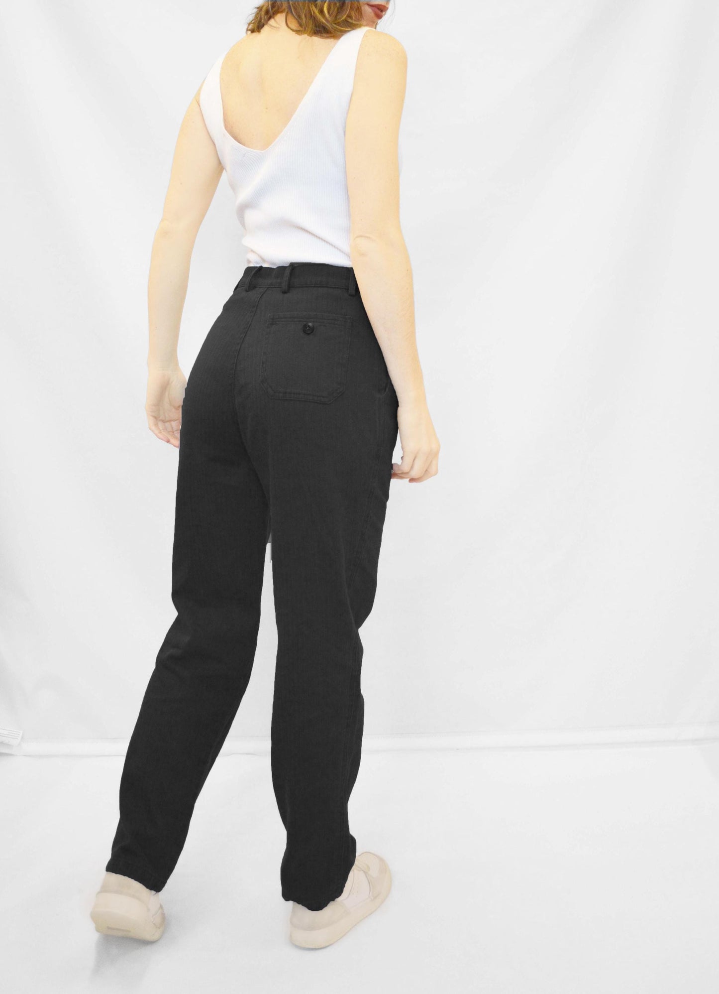 Herringbone French Work Pants Black