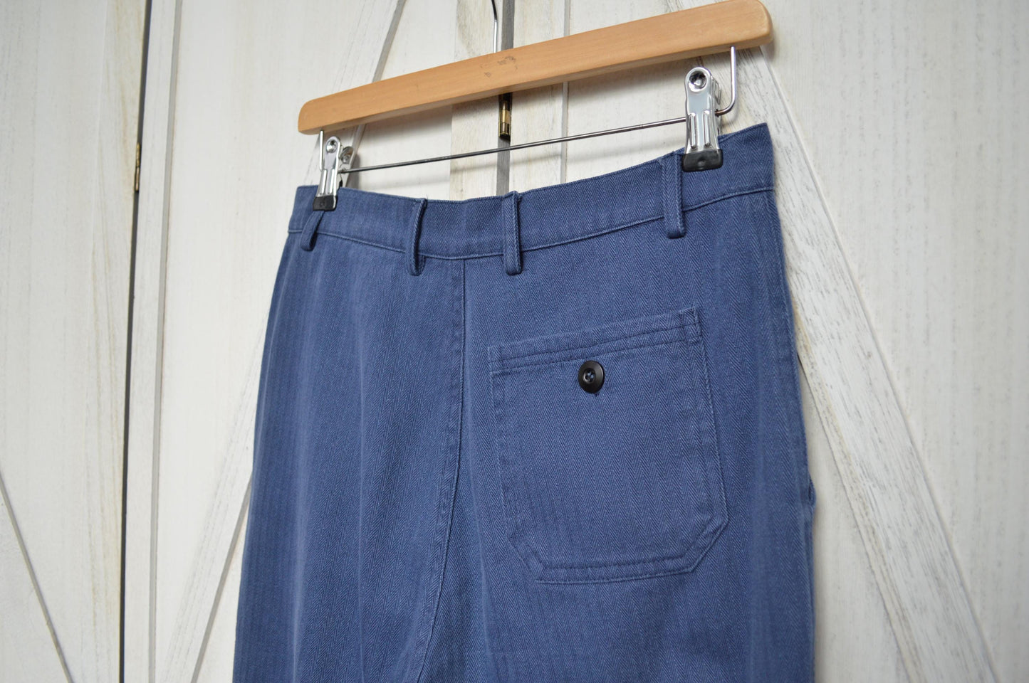 French Work Pants Indigo Blue Herringbone