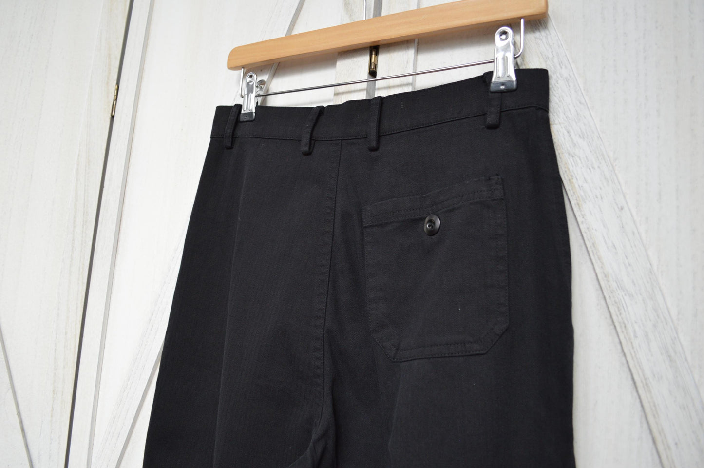 Black Herringbone French Work Pants