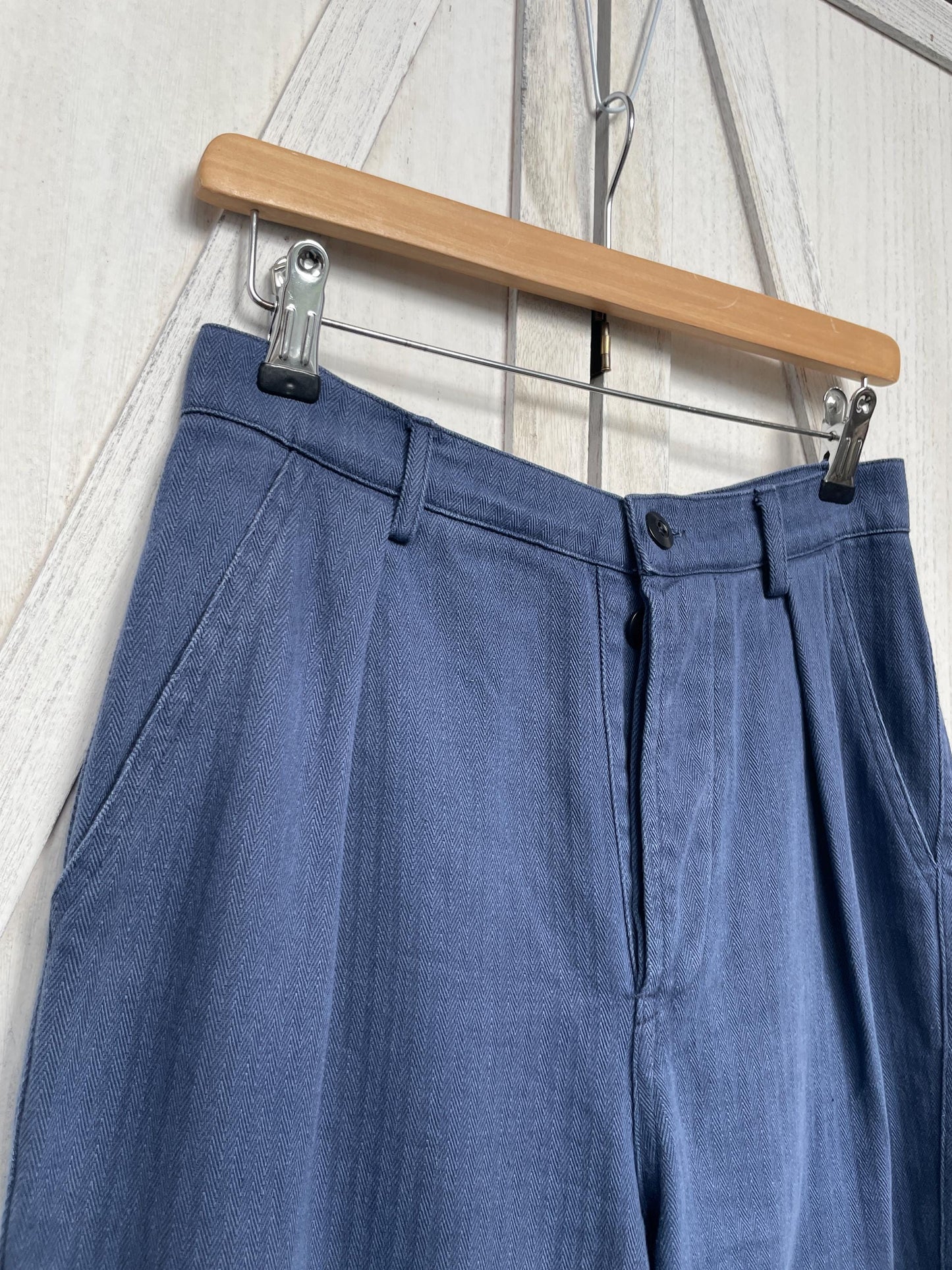 French Work Pants Indigo Blue Herringbone