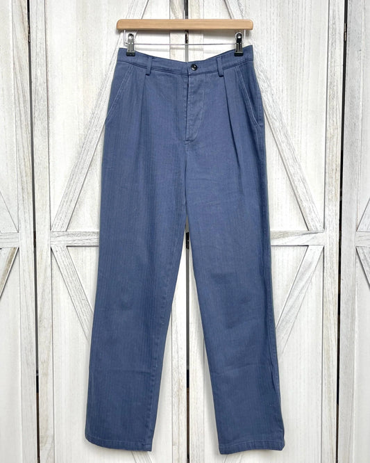 French Work Pants Indigo Blue Herringbone