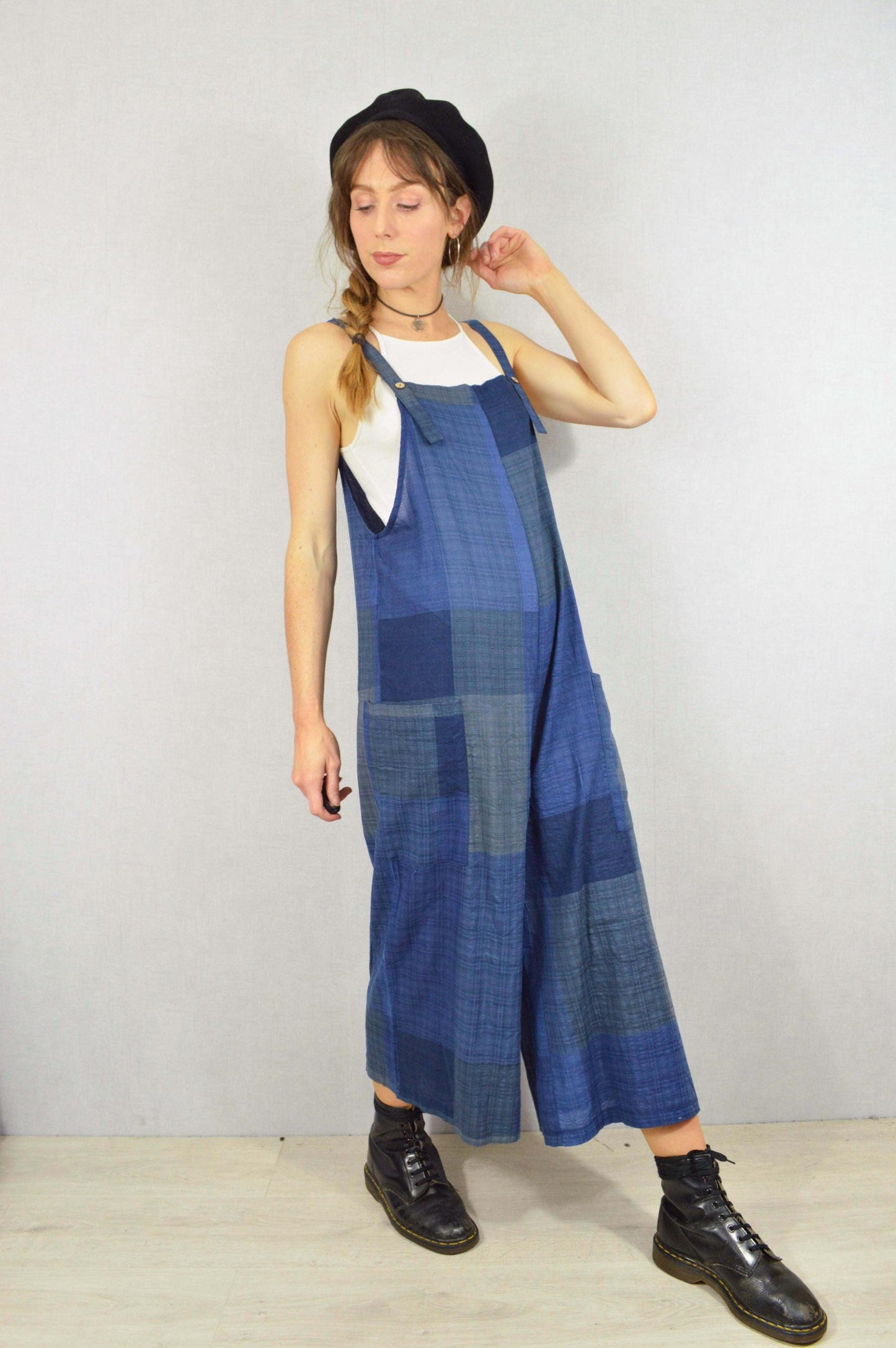 Lightweight Patchwork Cotton Dungarees