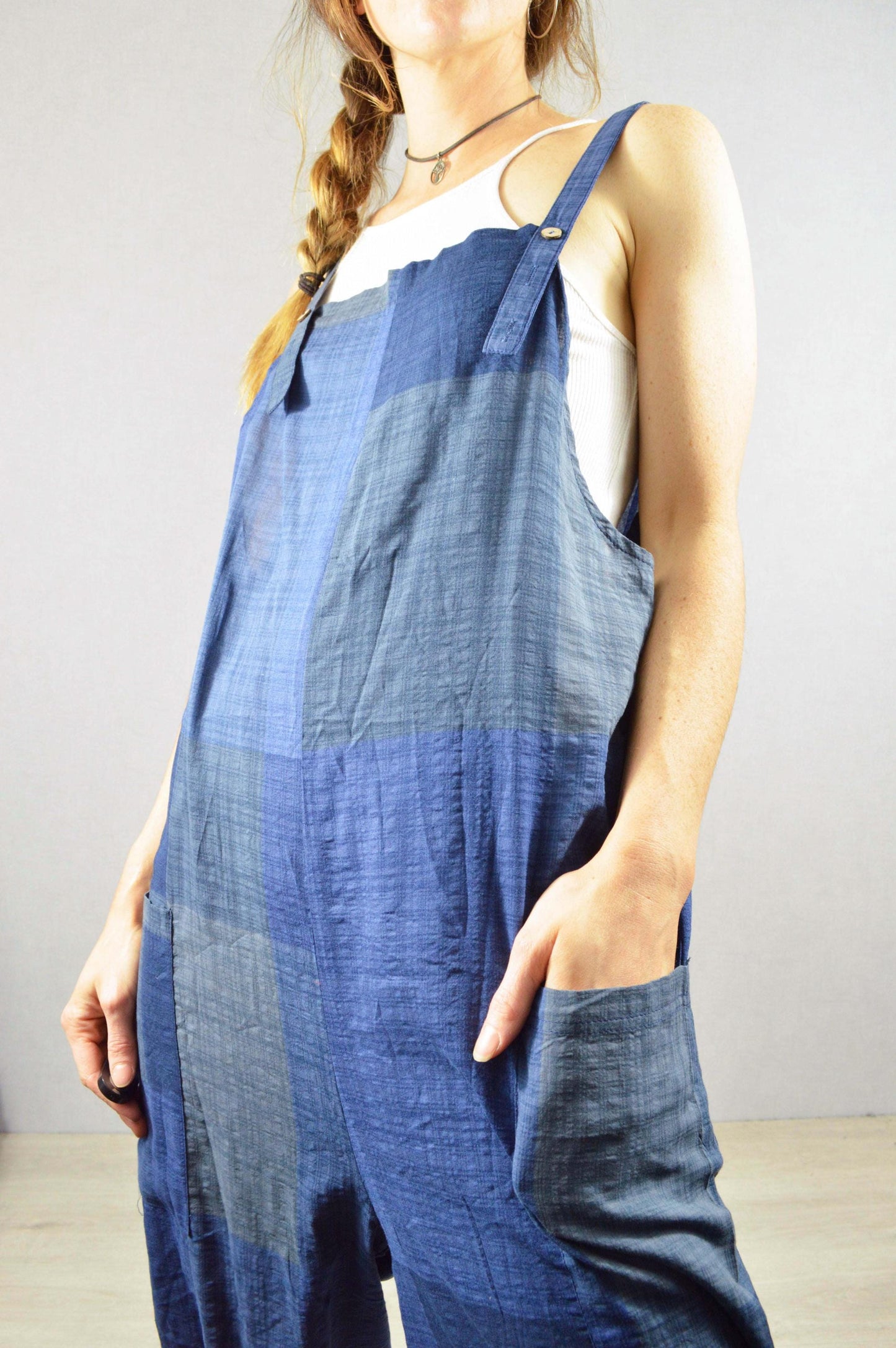 Lightweight Patchwork Cotton Dungarees