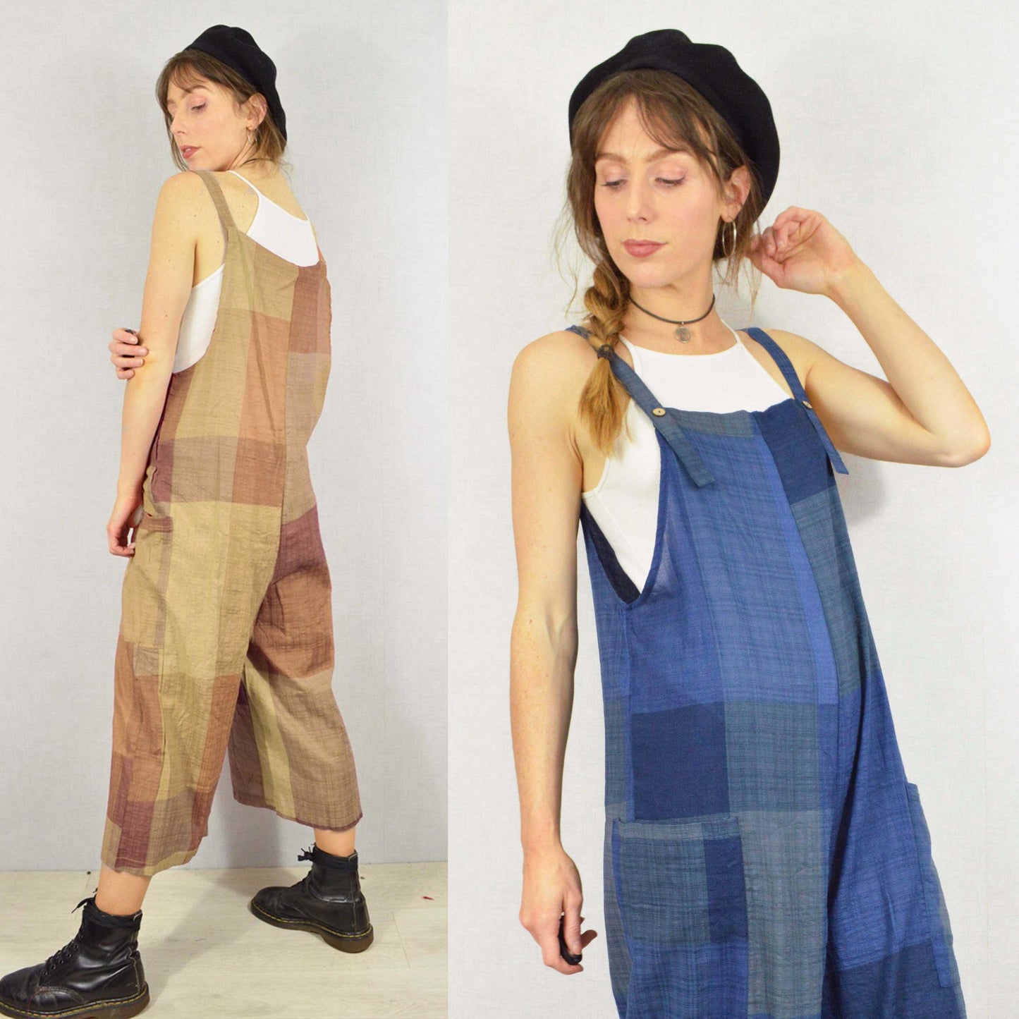 Lightweight Patchwork Cotton Dungarees