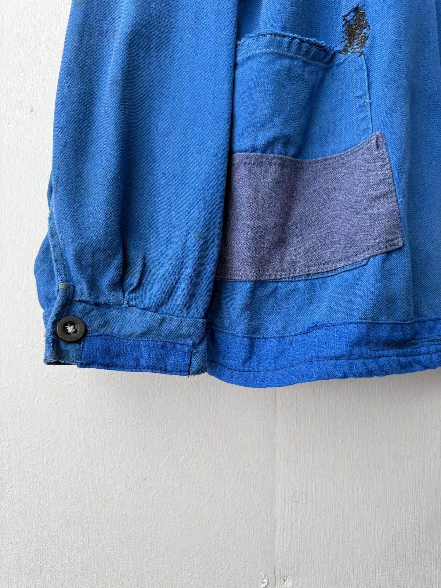 Rare Heavily Repaired Blue French Work Jacket - 2XL