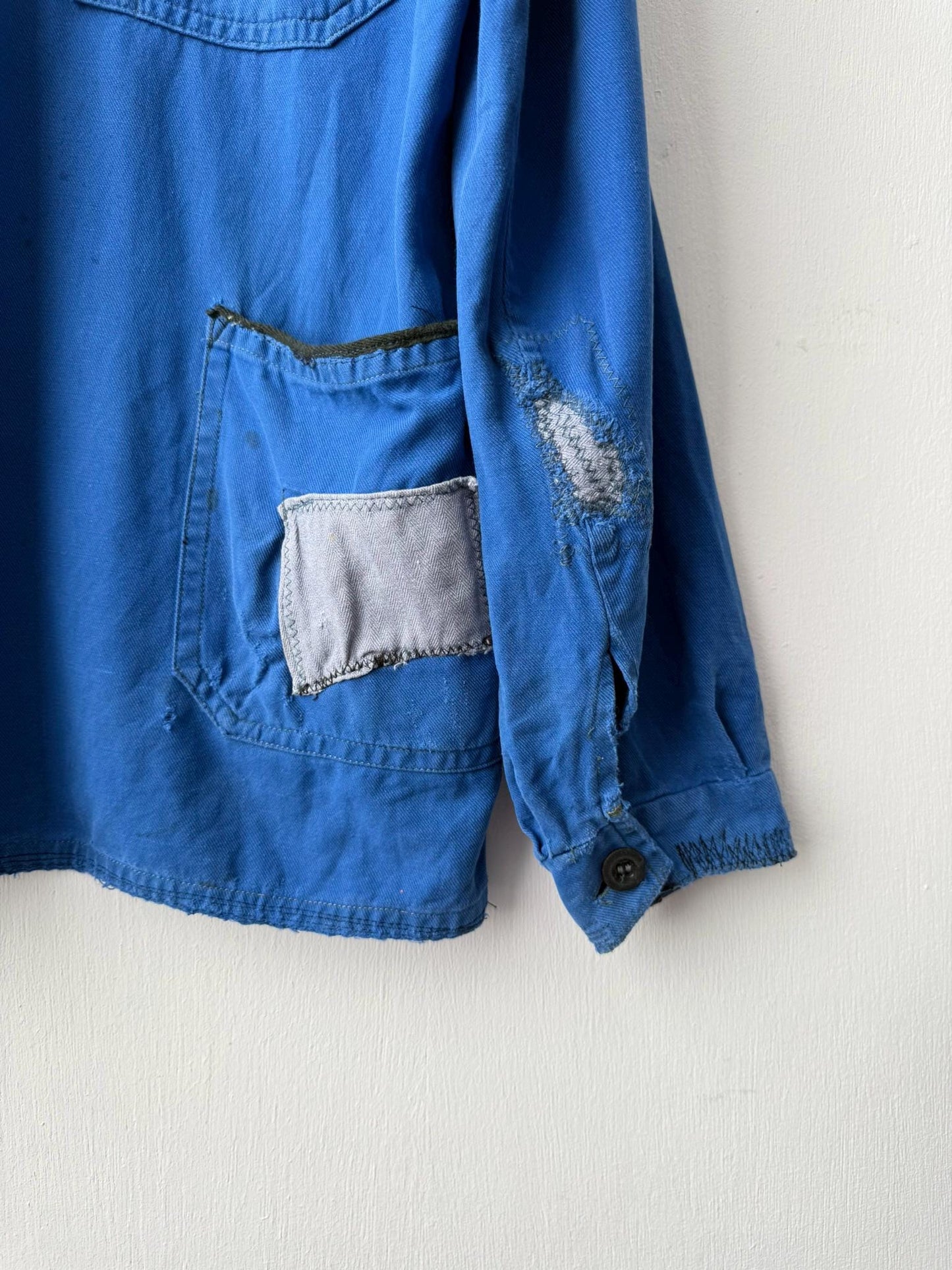 Rare Heavily Repaired Blue French Work Jacket - 2XL