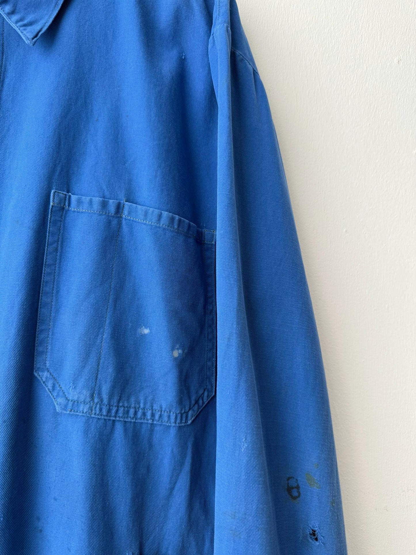 Rare Heavily Repaired Blue French Work Jacket - 2XL