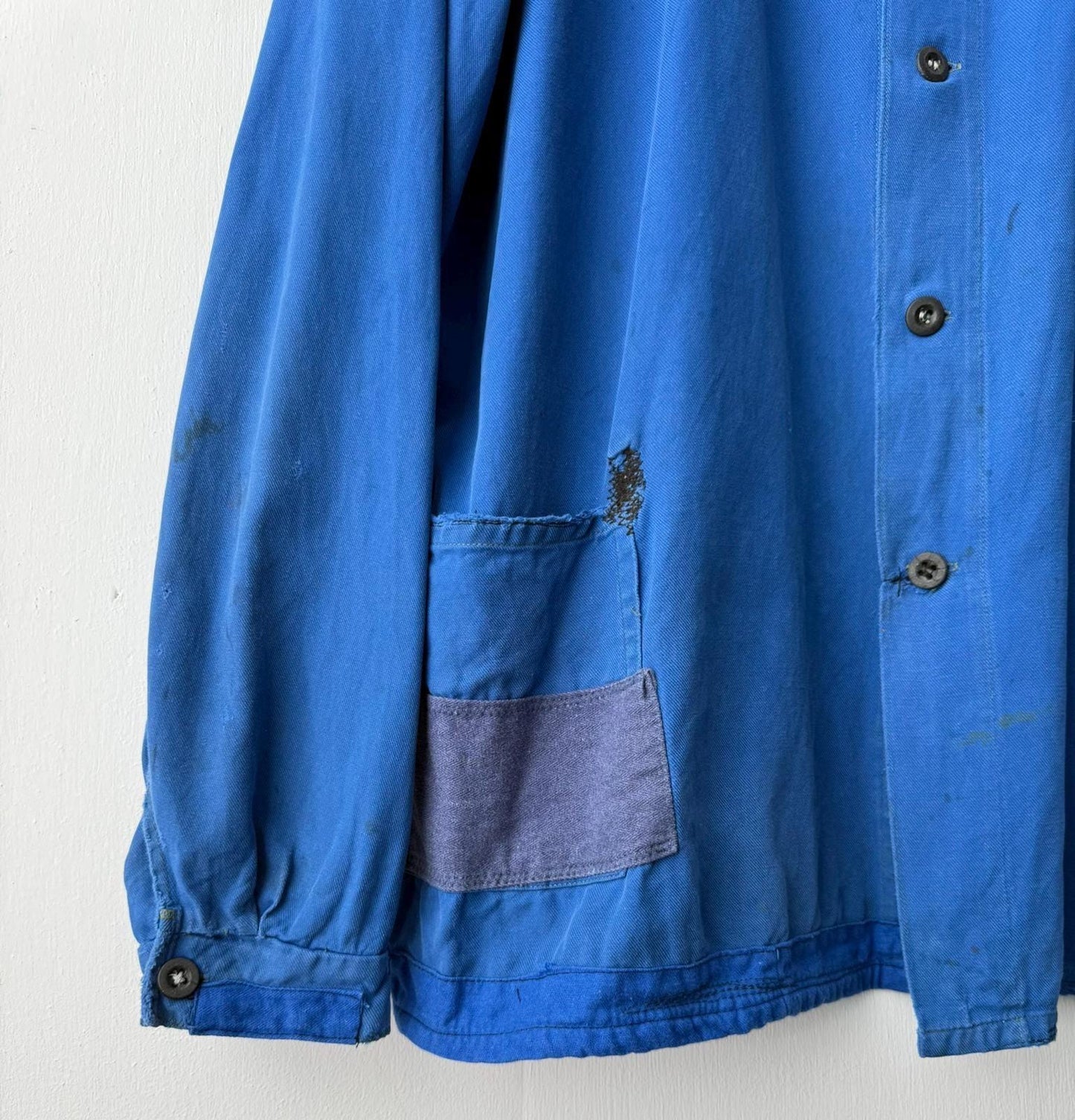 Rare Heavily Repaired Blue French Work Jacket - 2XL
