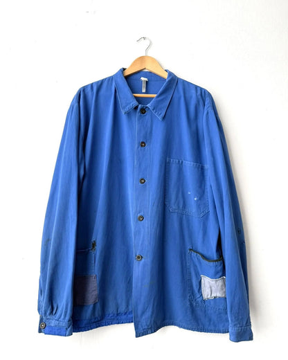 Rare Heavily Repaired Blue French Work Jacket - 2XL