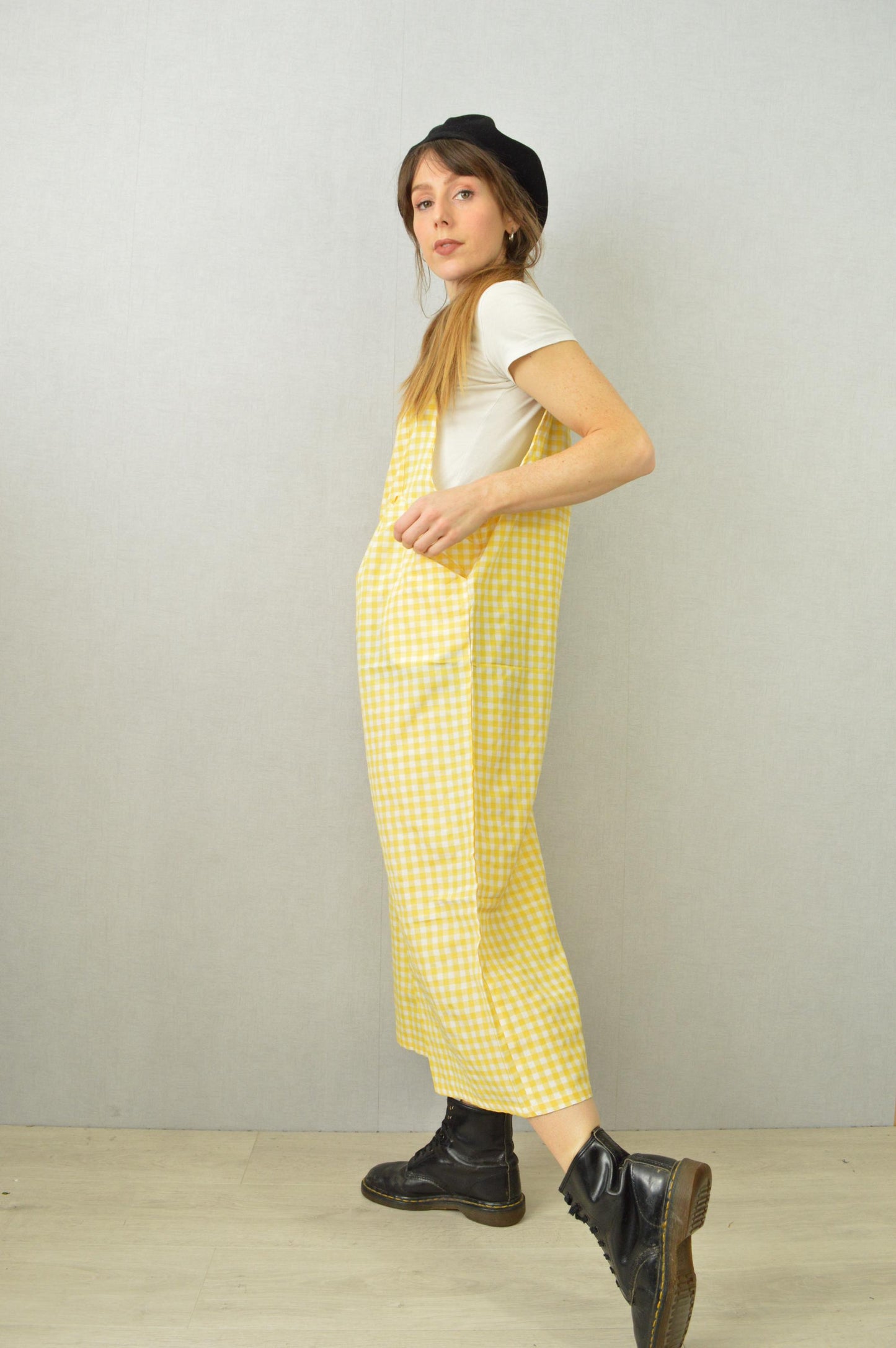 Gingham Lightweight Patchwork Dungarees - Small