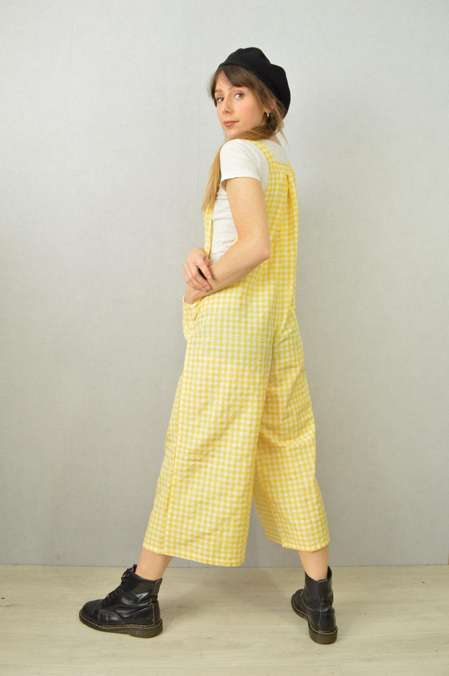 Gingham Lightweight Patchwork Dungarees - Small