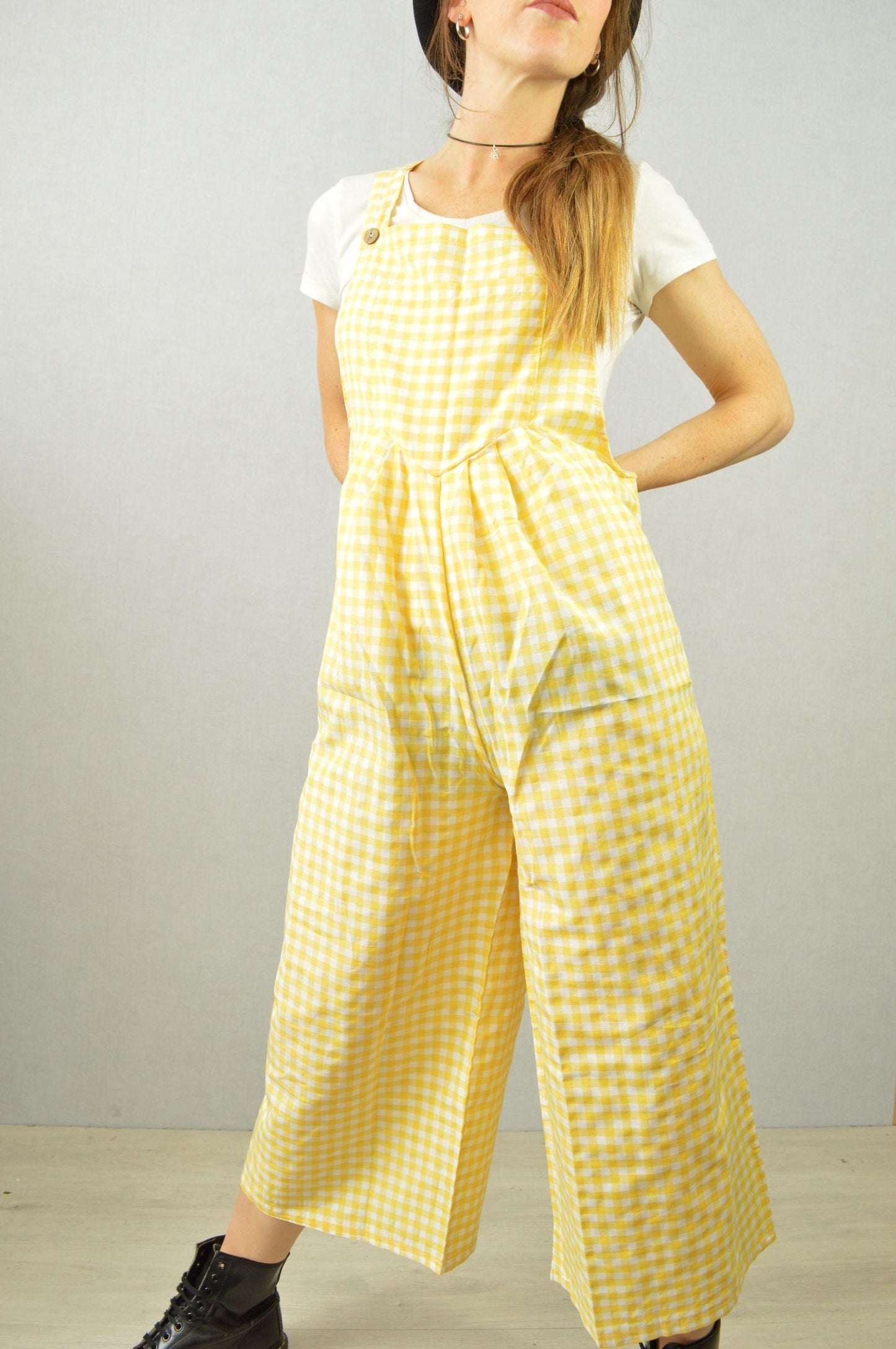 Gingham Lightweight Patchwork Dungarees - Small