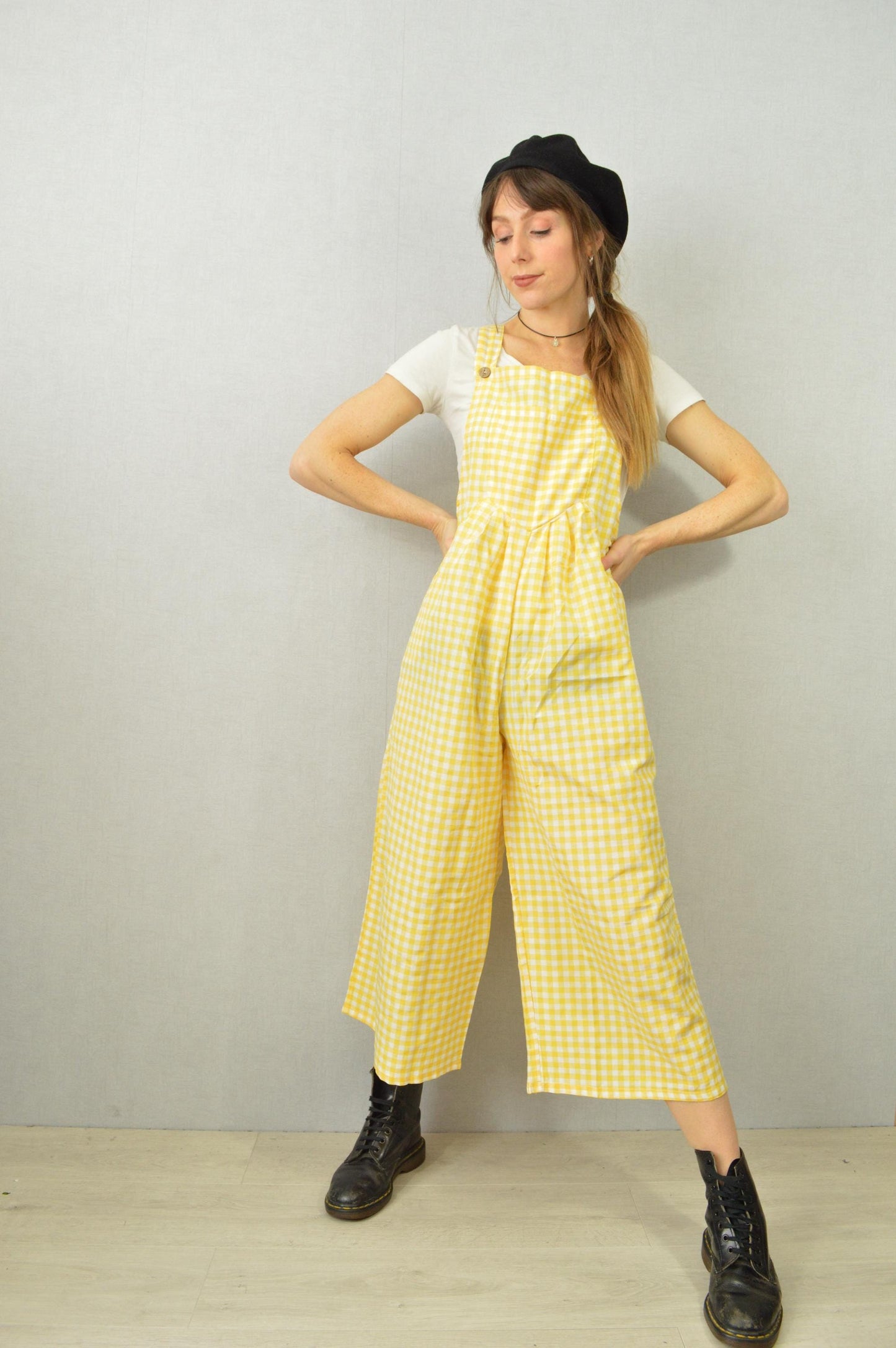 Gingham Lightweight Patchwork Dungarees - Small