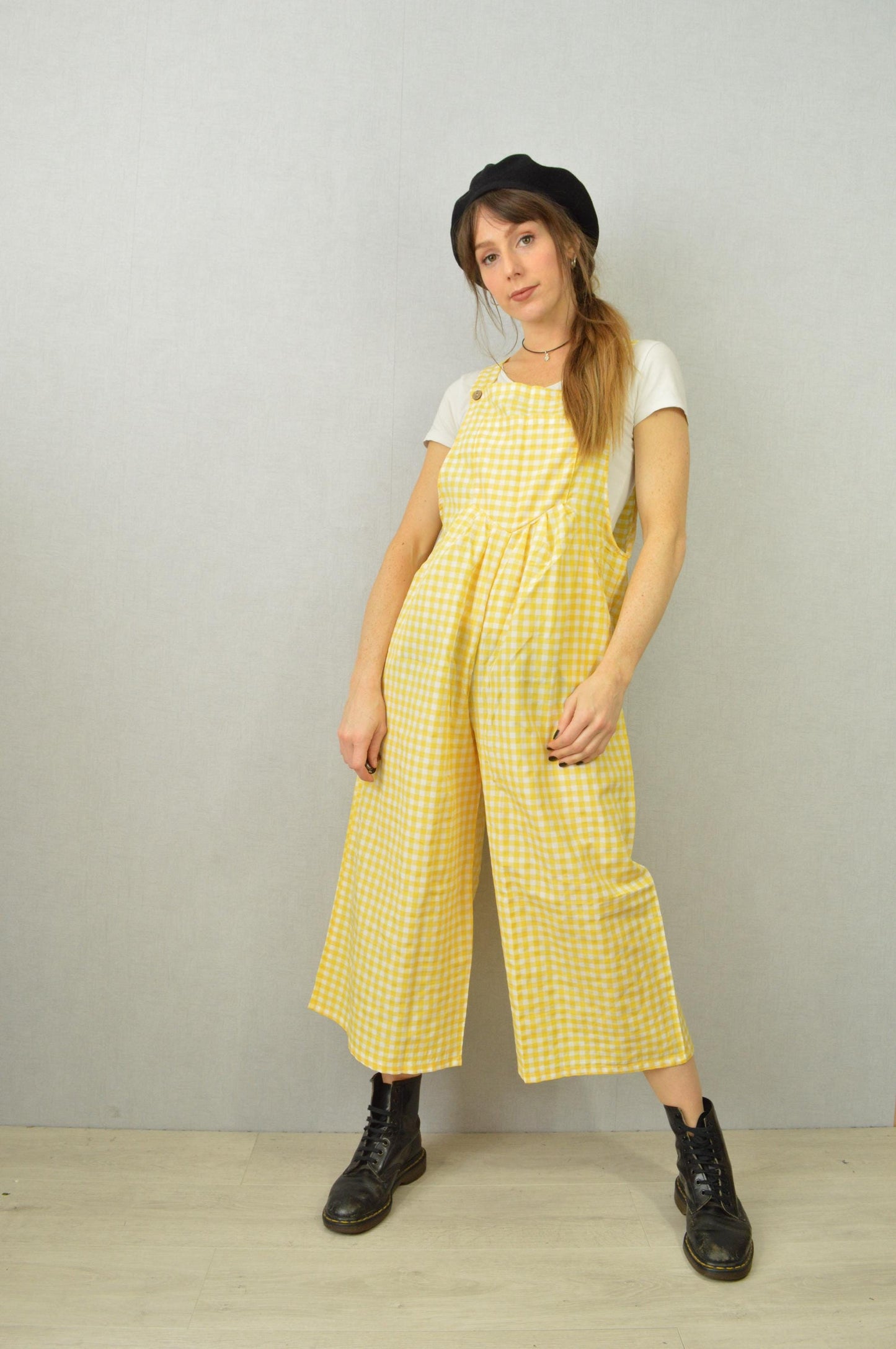 Gingham Lightweight Patchwork Dungarees - Small