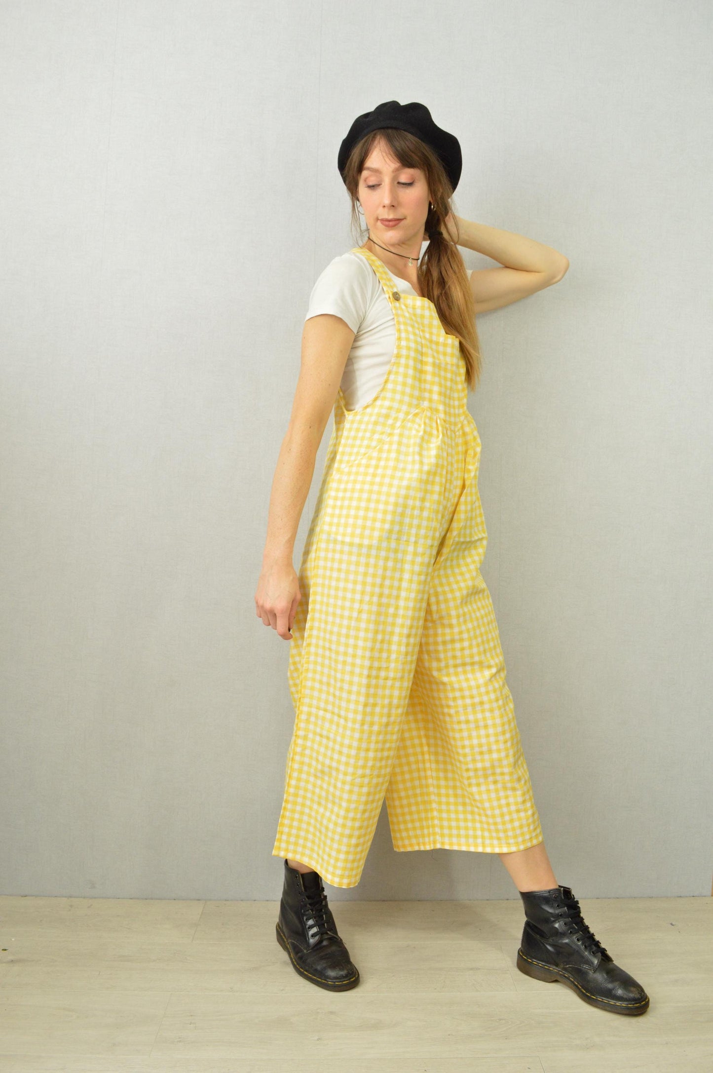 Gingham Lightweight Patchwork Dungarees - Small