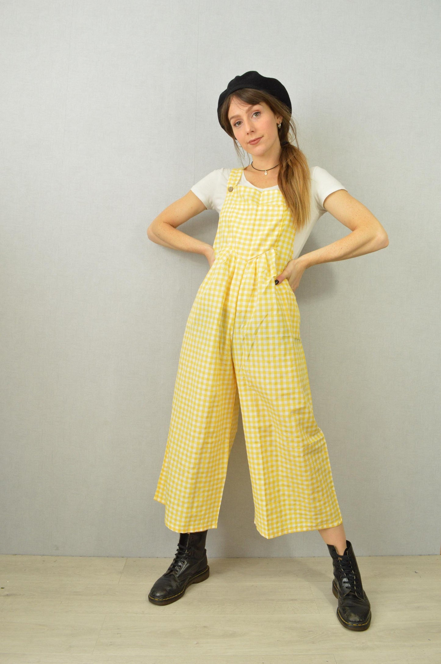 Gingham Lightweight Patchwork Dungarees - Small