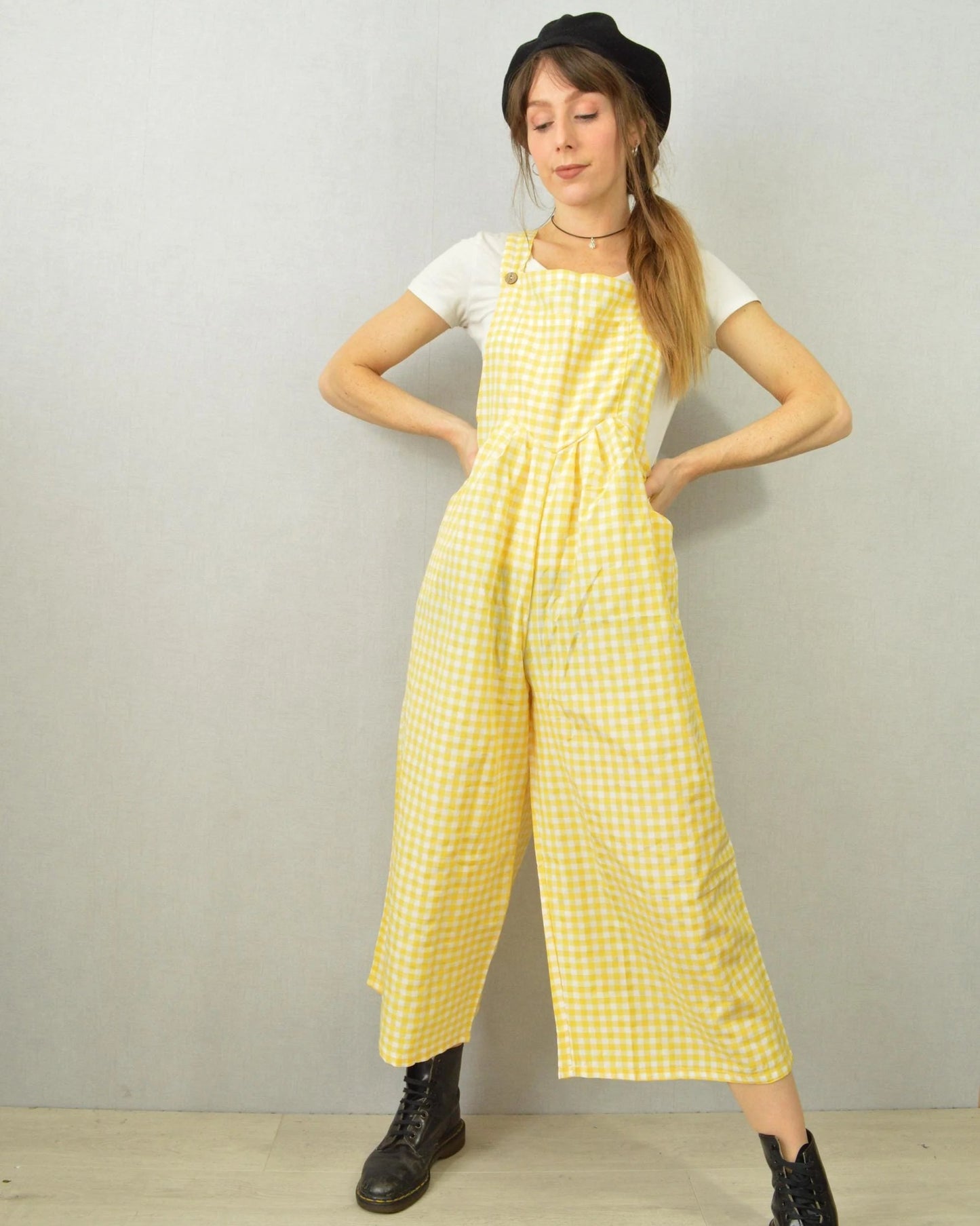 Gingham Lightweight Patchwork Dungarees - Small