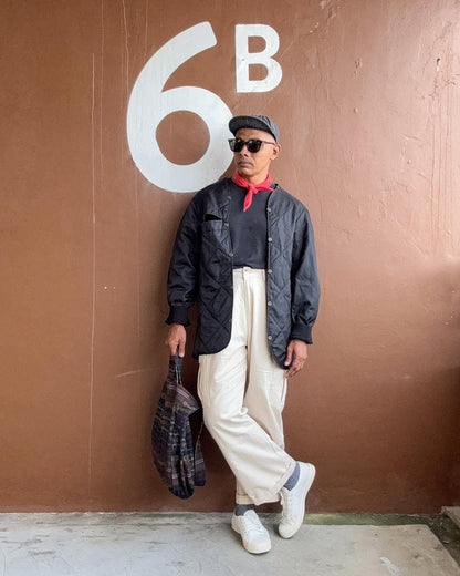 Vintage Black Liner Military Quilted