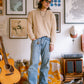Organic Fisherman Jumper Chunky Knit Ecru Beige