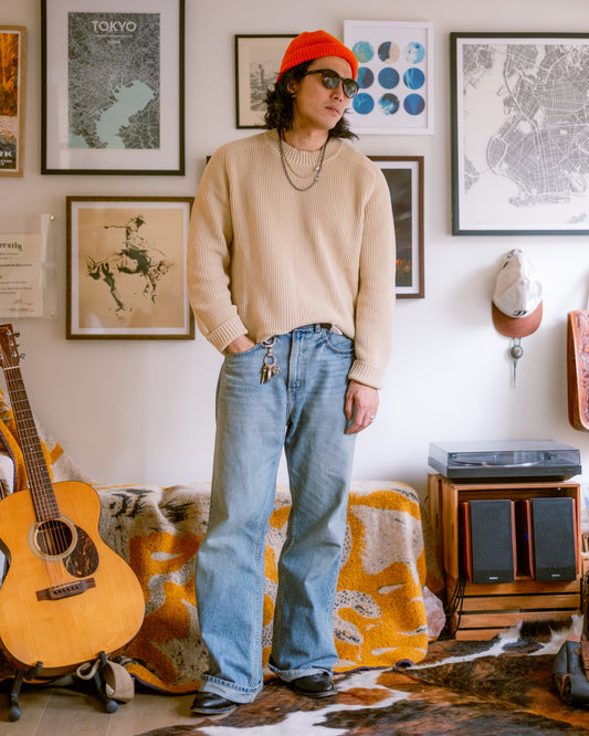 Organic Fisherman Jumper Chunky Knit Ecru Beige