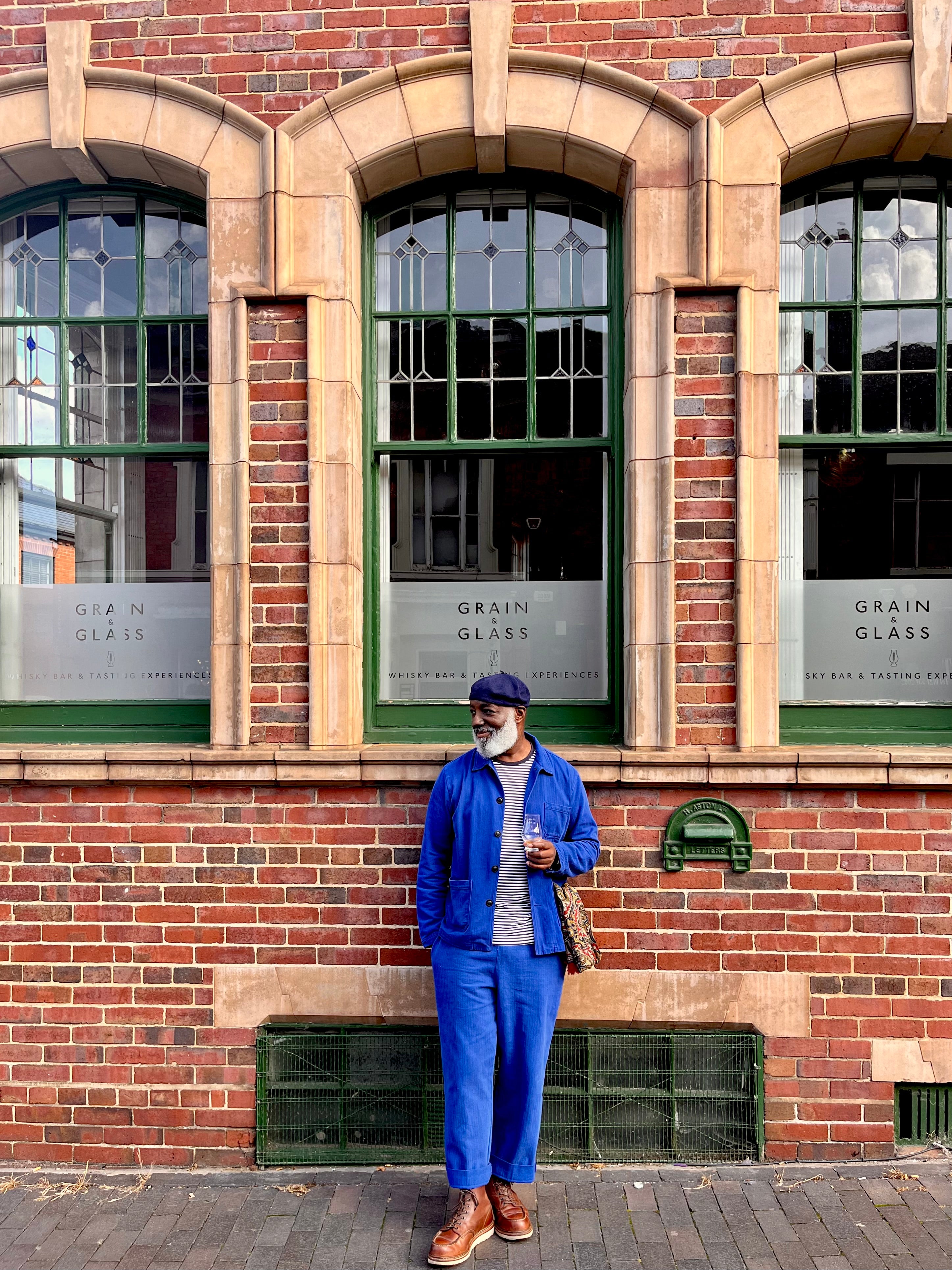 French Workwear 2 Piece Suit Faded Herringbone Bugatti Blue Cotton