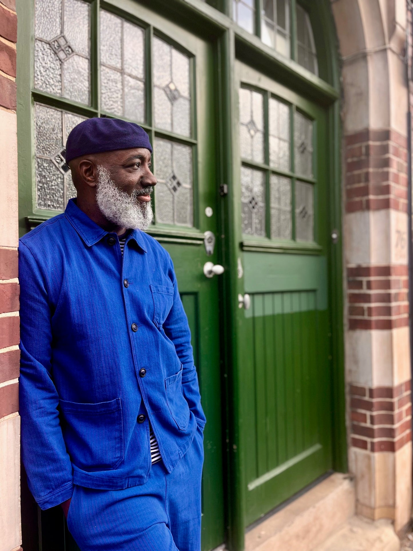 French Workwear 2 Piece Trouser Suit Bugatti Blue Cotton