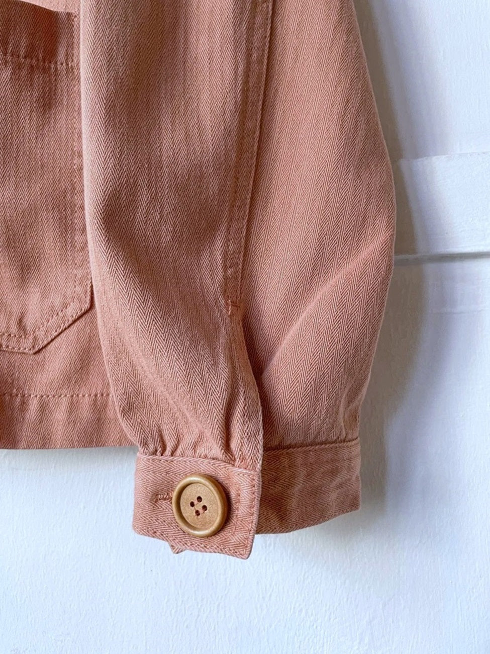 60s Style Herringbone Chore Jacket Terracotta Pink