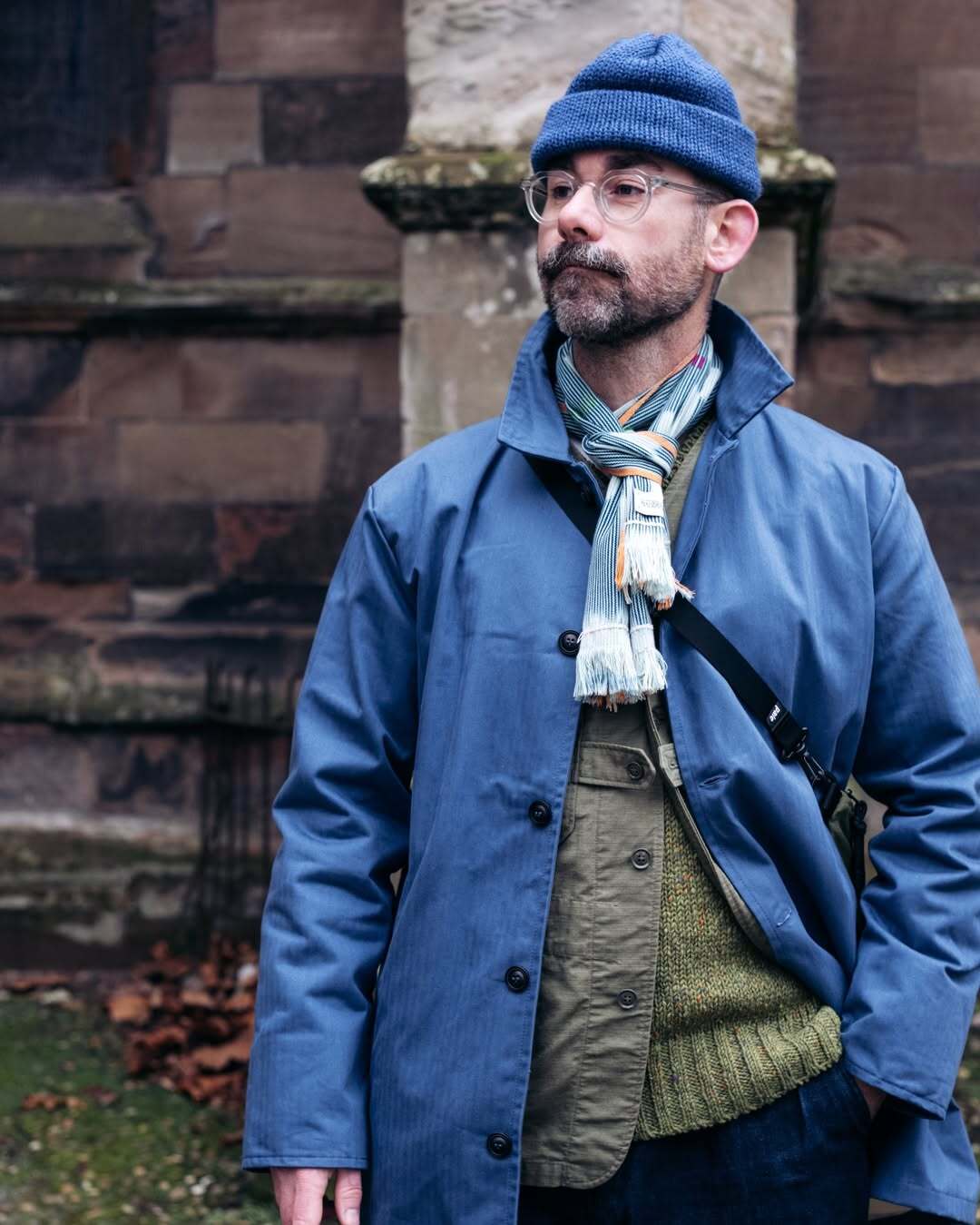 Waxed Cotton Mac Raincoat Duster Jacket Indigo Blue