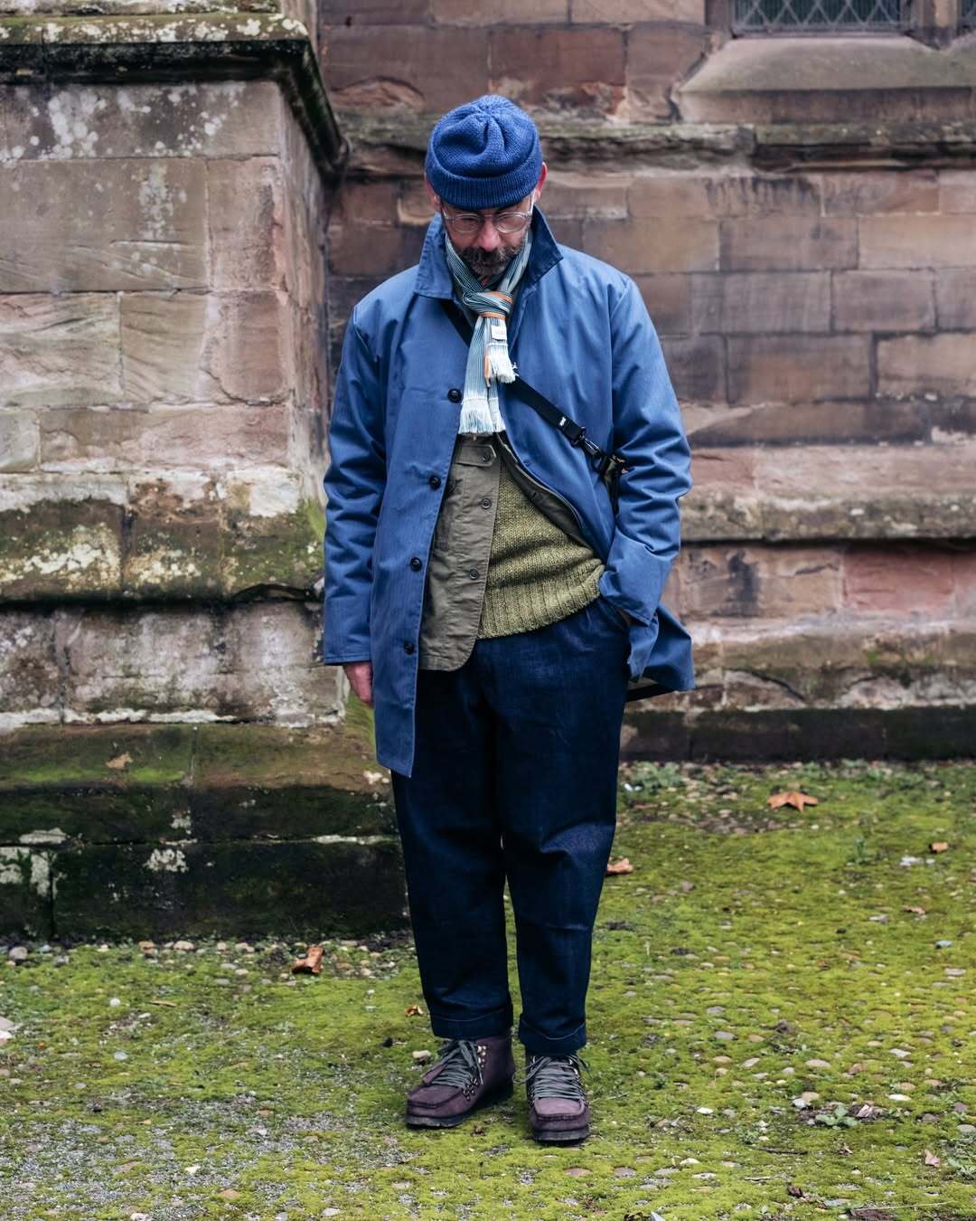 Waxed Cotton Mac Raincoat Duster Jacket Indigo Blue