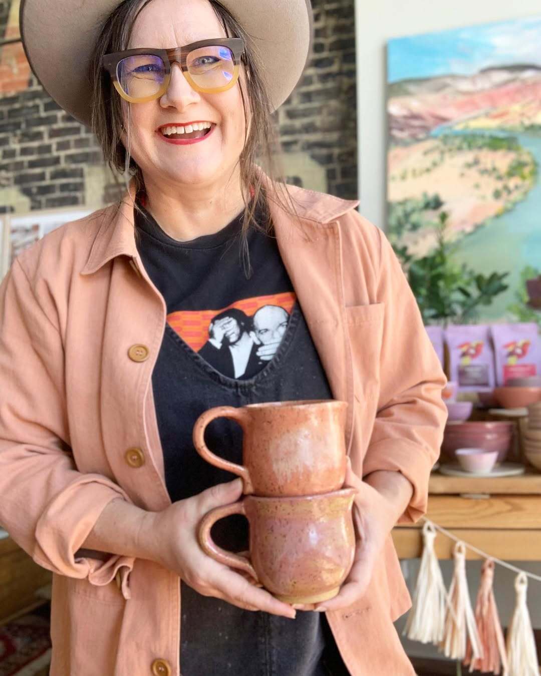 Chaqueta de trabajo con diseño de espiga estilo años 60 en color rosa terracota