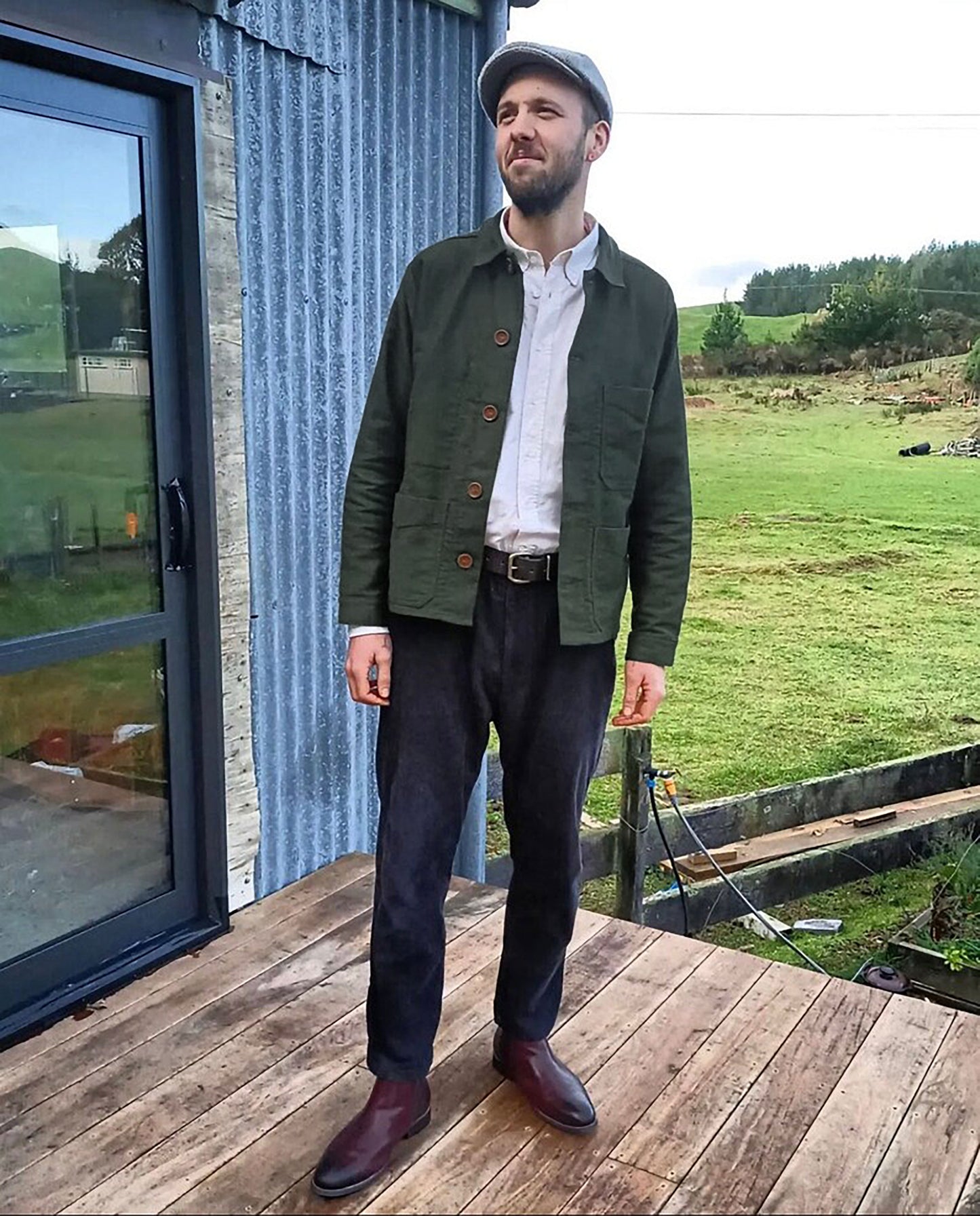 French Chore Jacket Moleskin Racing Green