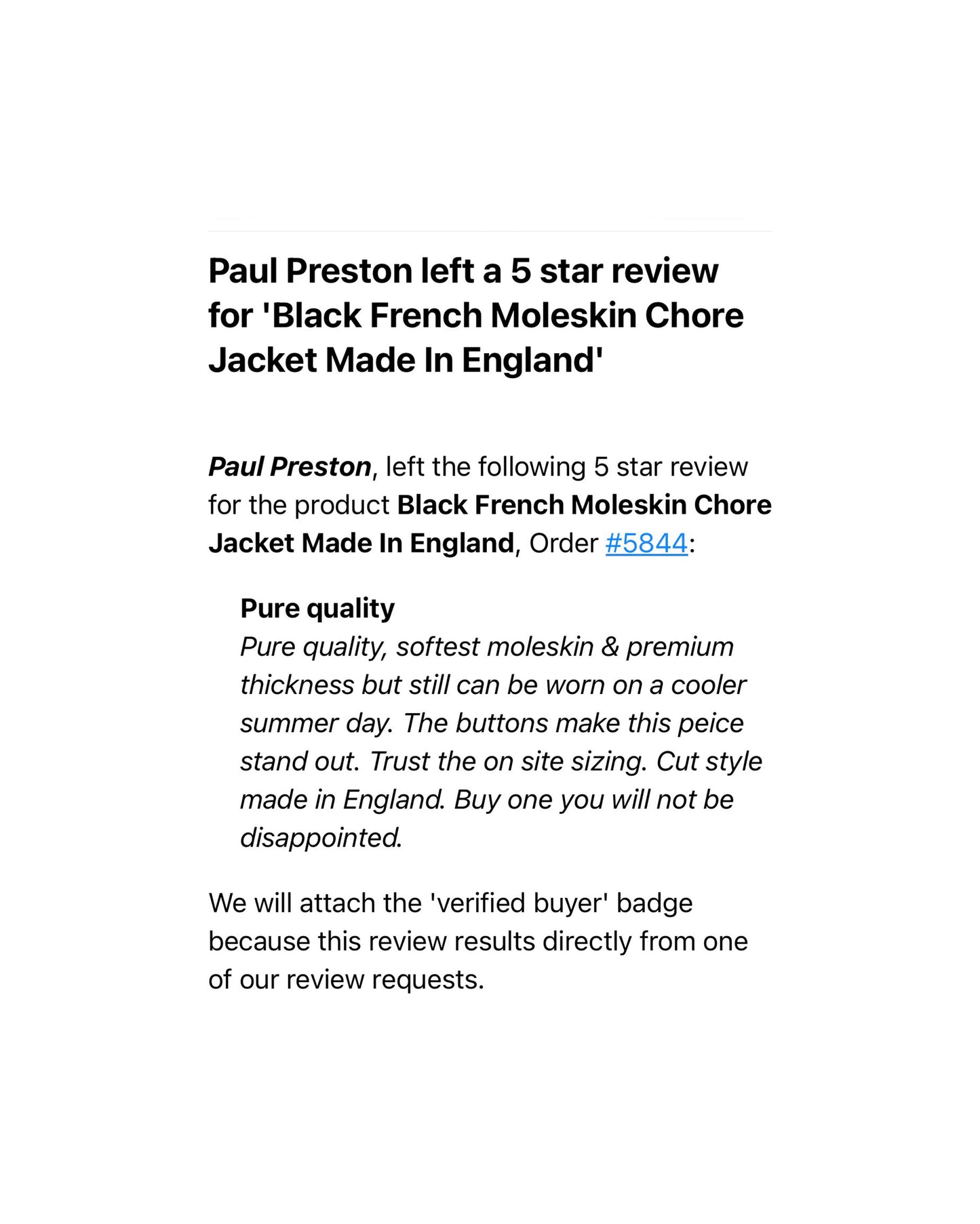 Black Moleskin French Chore Jacket Made In England