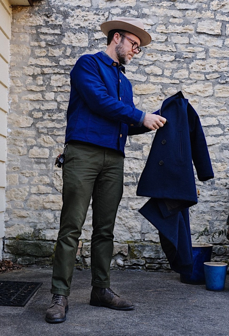 50s Moleskin French Chore Jacket Navy Blue