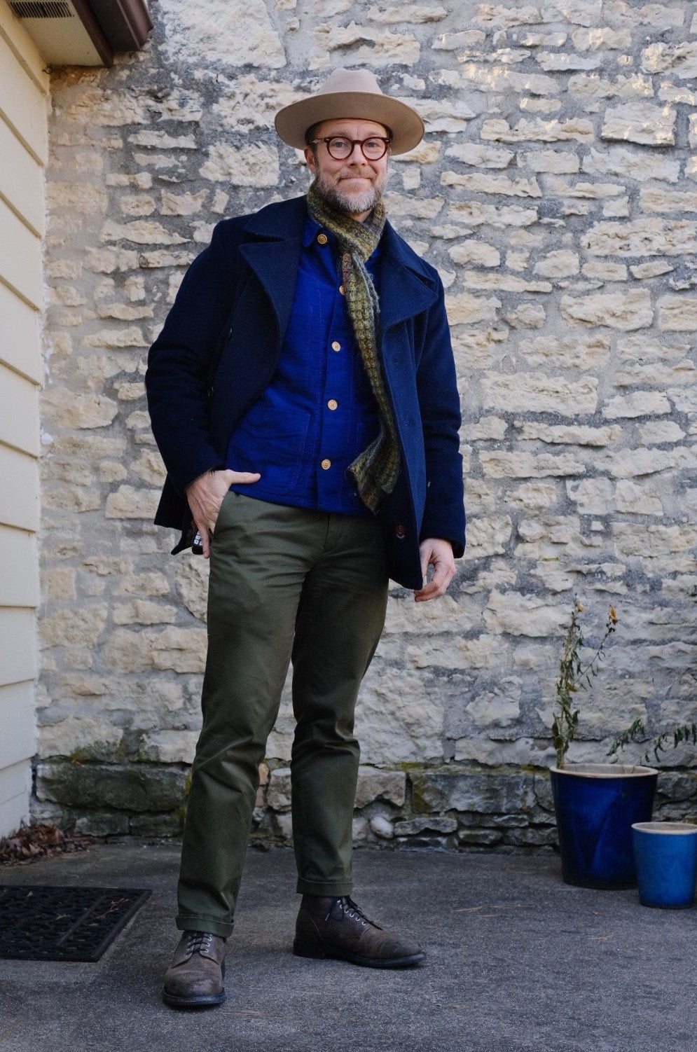 50s Moleskin French Chore Jacket Navy Blue