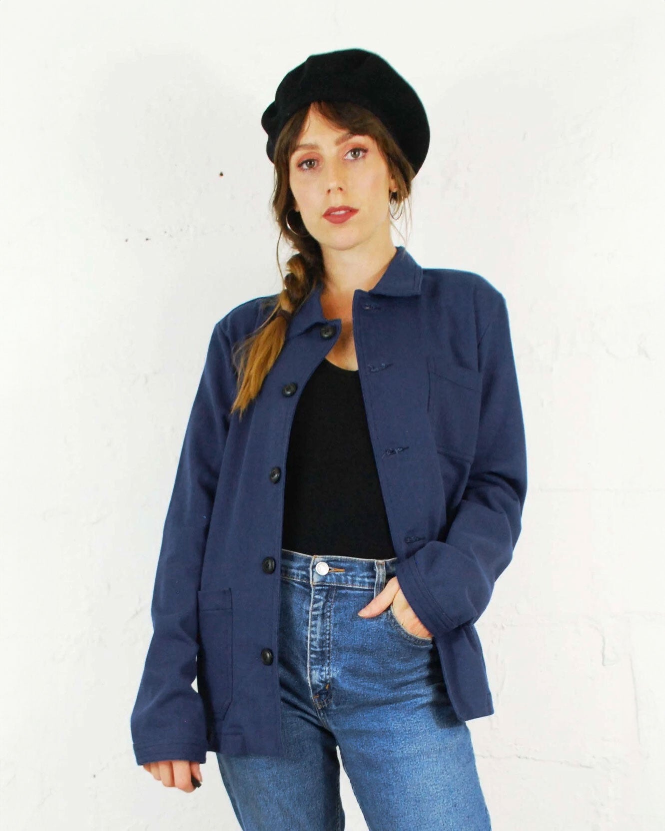 Arbeitsjacke aus französischem Baumwolltwill, Marineblau