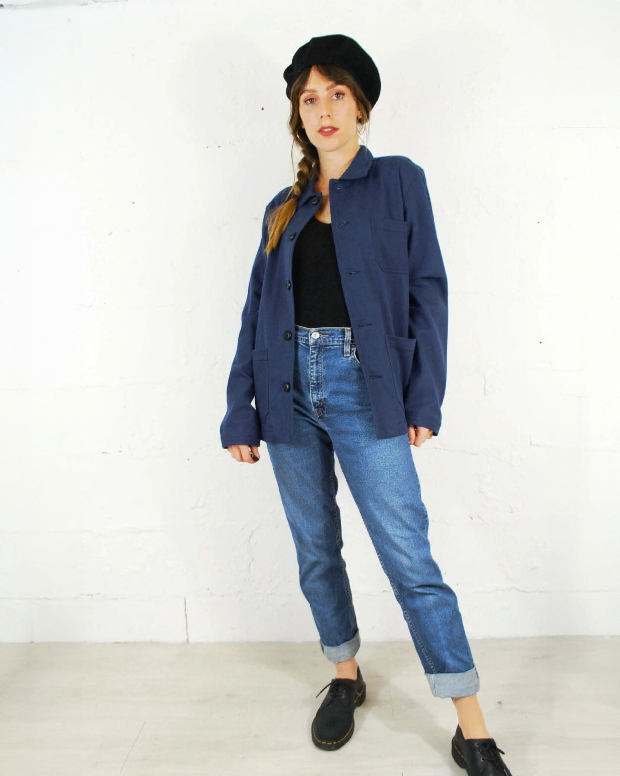 Arbeitsjacke aus französischem Baumwolltwill, Marineblau