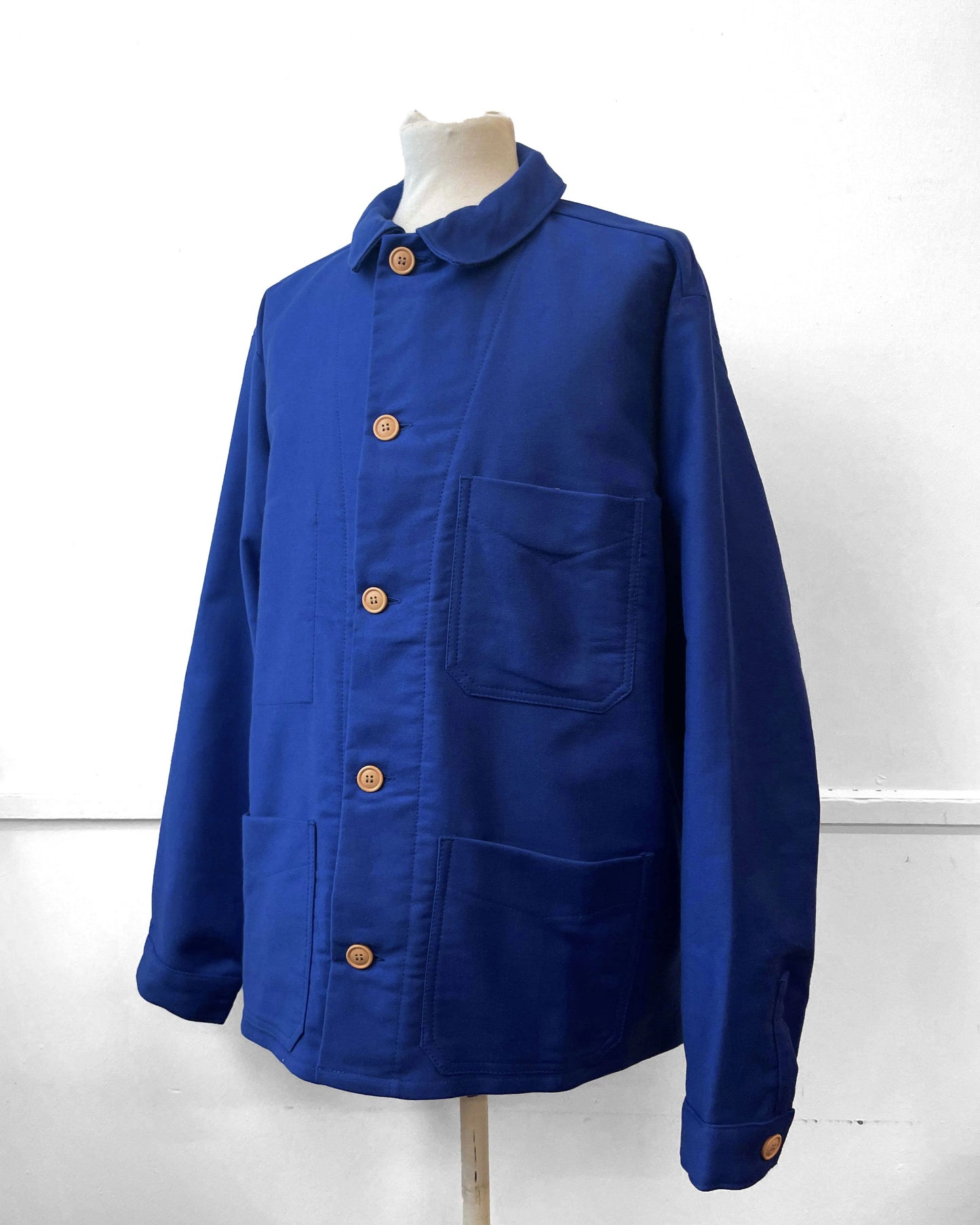 50er Moleskin Französische Arbeitsjacke Marineblau