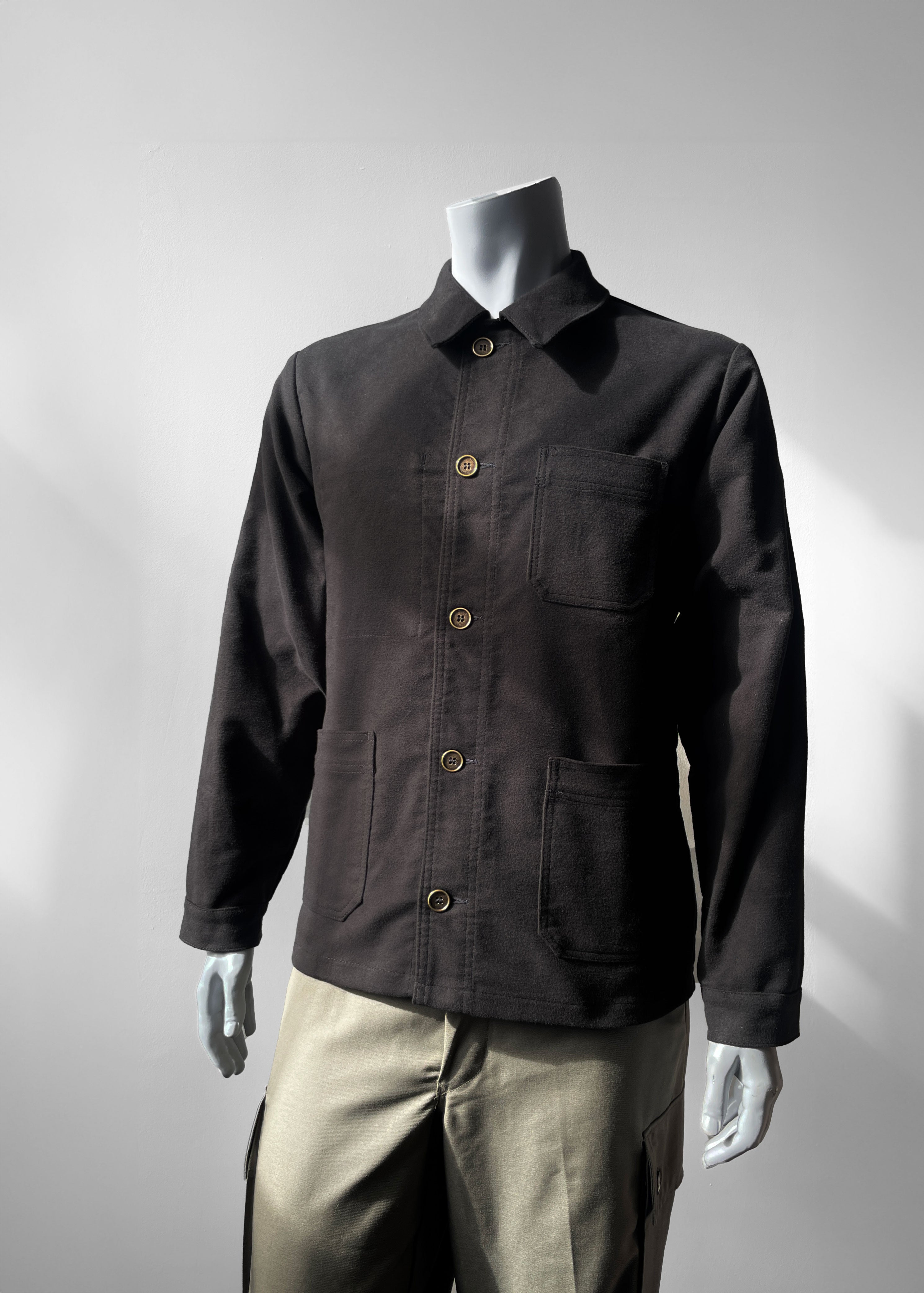 Black French Moleskin Chore Jacket Made In England – Wolf Clothing