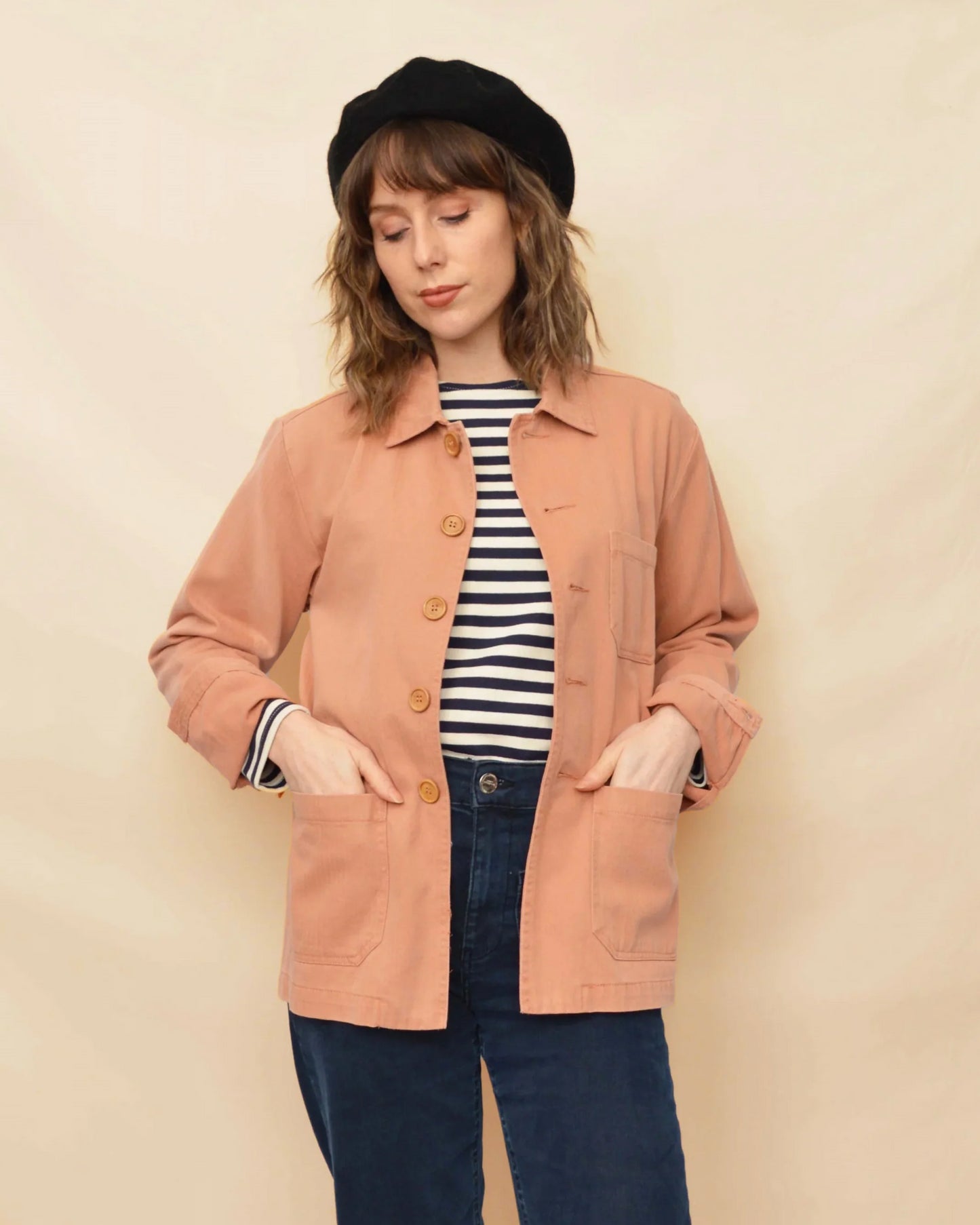 Herringbone Terracotta Peach Chore Jacket