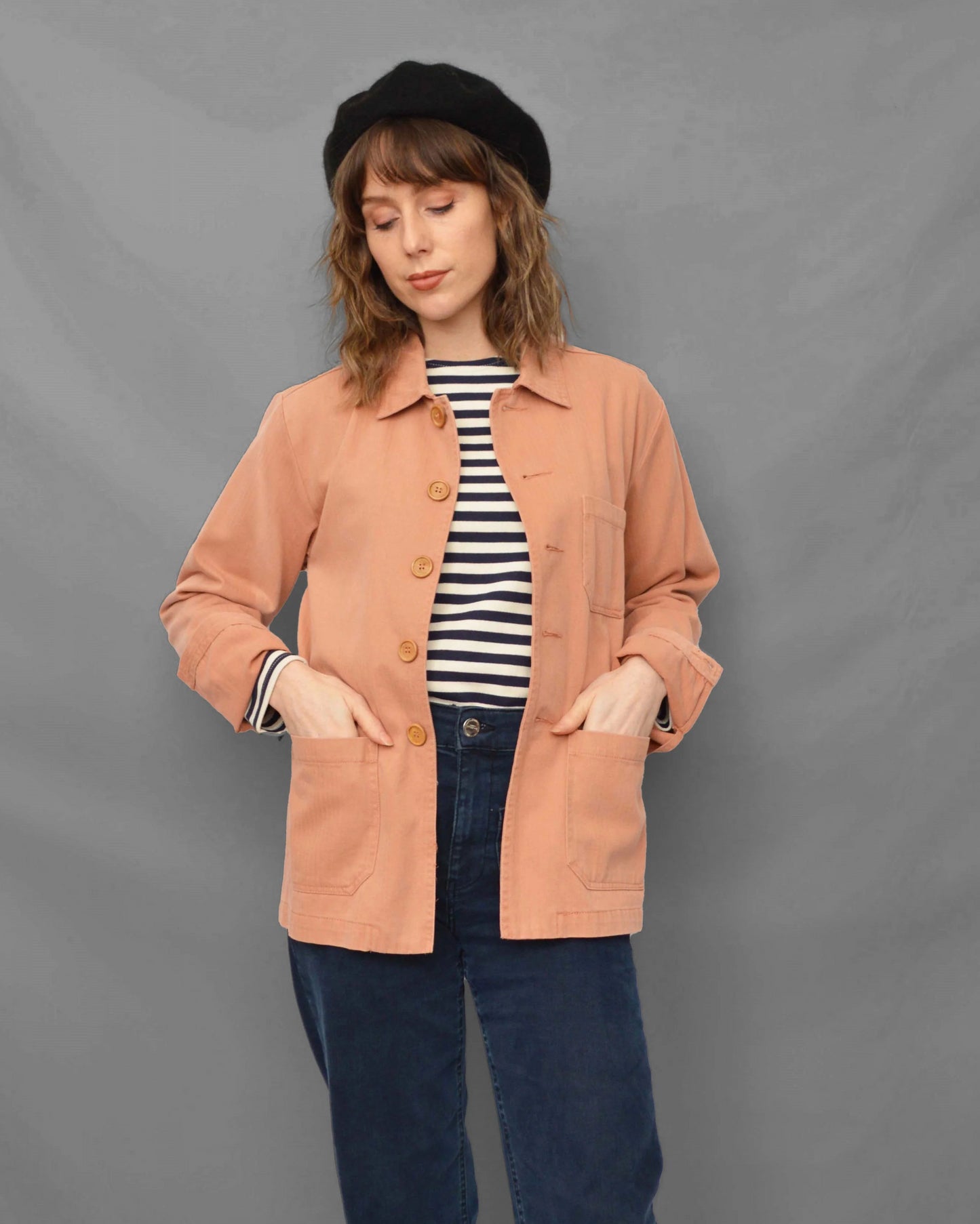 Herringbone Terracotta Peach Chore Jacket