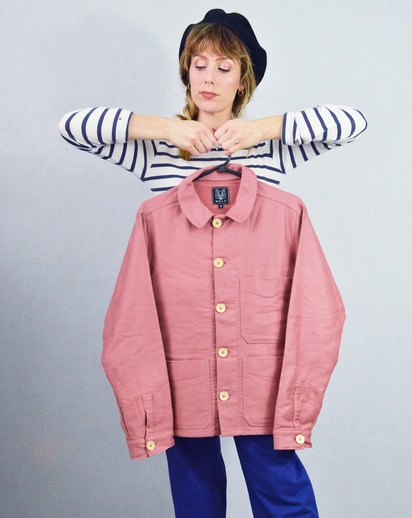 50s Moleskin French Chore Jacket Dusty Pink