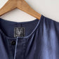 Collarless Workwear Jumpsuit Coveralls Herringbone Blue