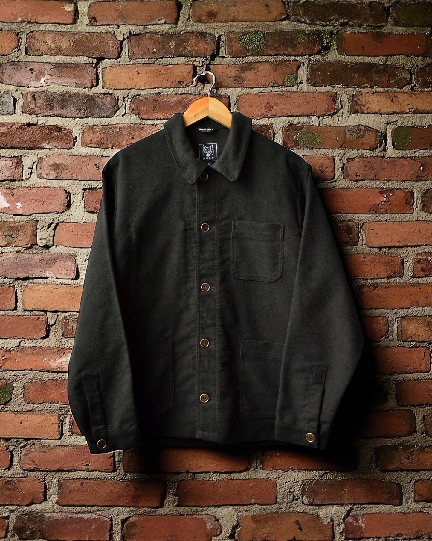 Black French Moleskin Chore Jacket Made In England