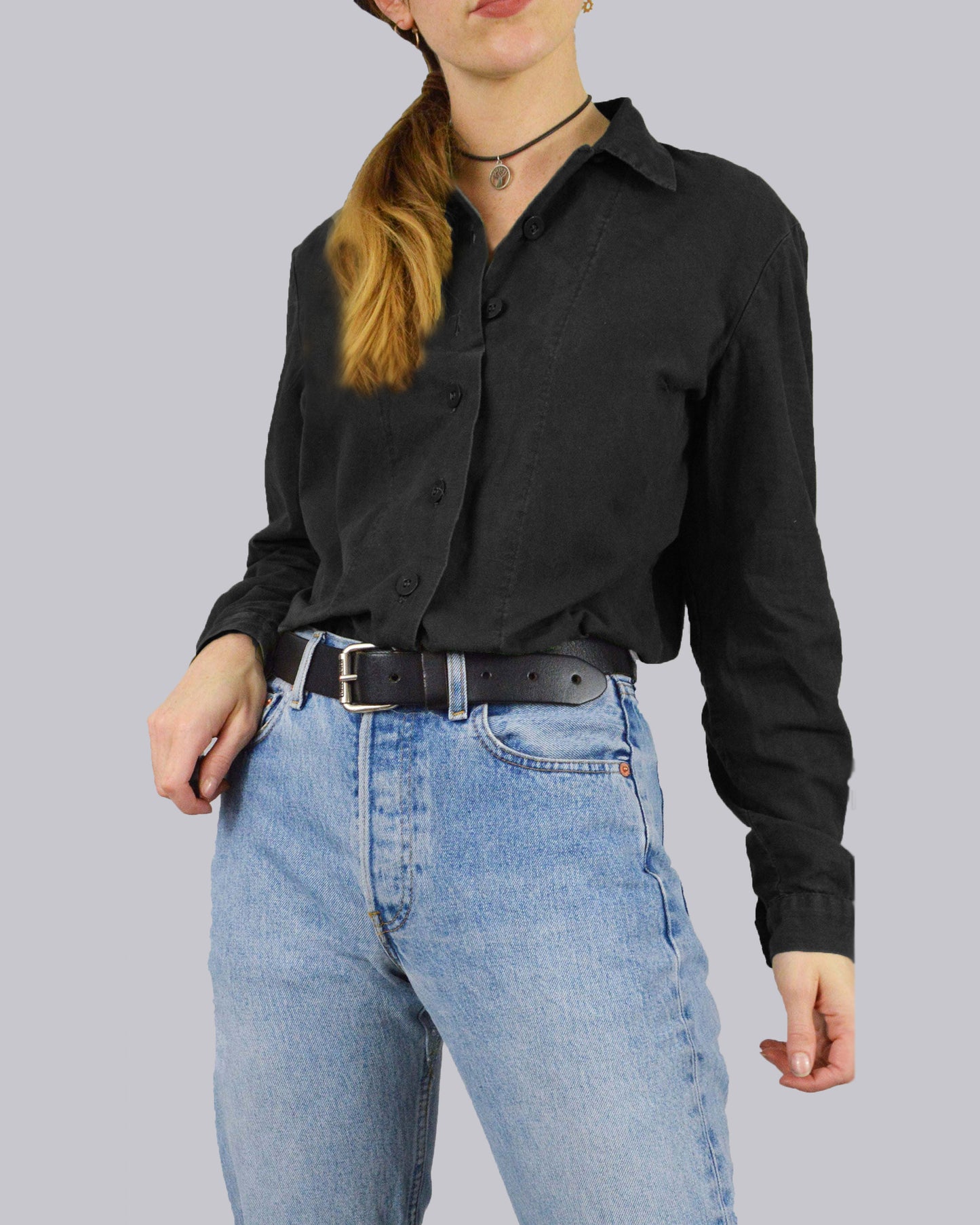 Vintage Cotton Smock Shirts Black