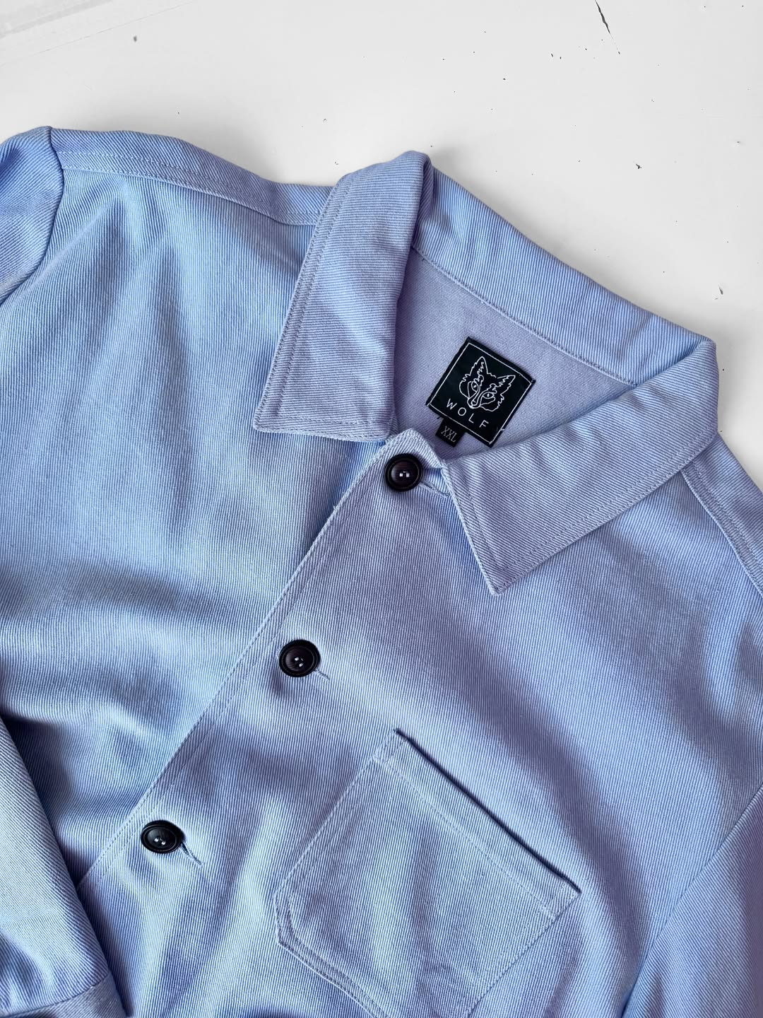 French Cotton Twill Chore Jacket Chalk Blue